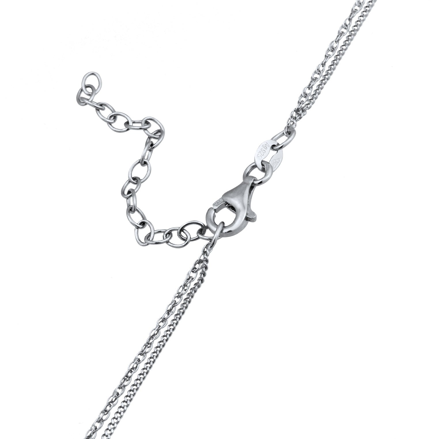 Silber - Elli | Layer-Halskette | Mondstein (Weiß) | 925 Sterling Silber