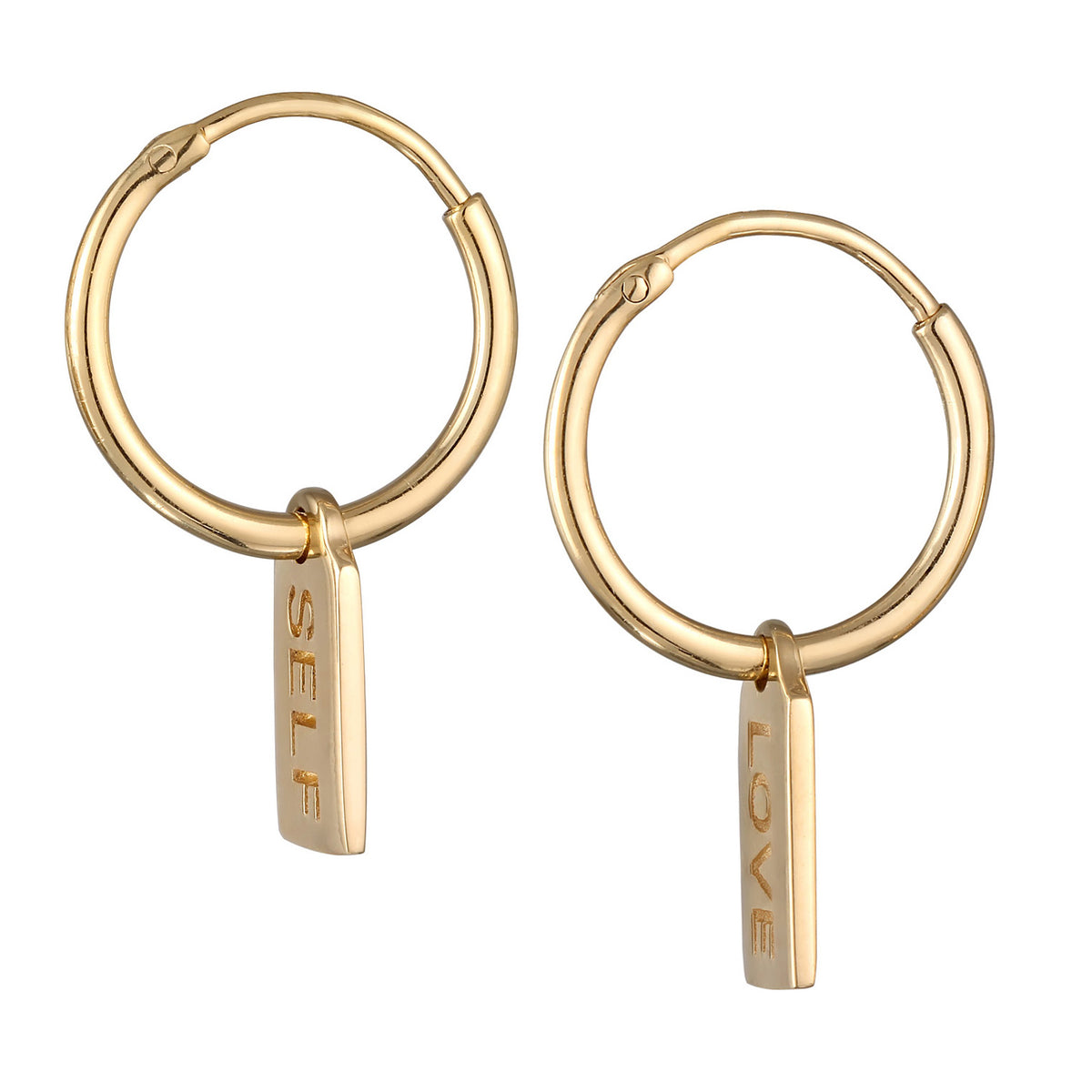 Gold - Elli | Creolen Plättchen SELF LOVE | 925 Sterling Silber vergoldet
