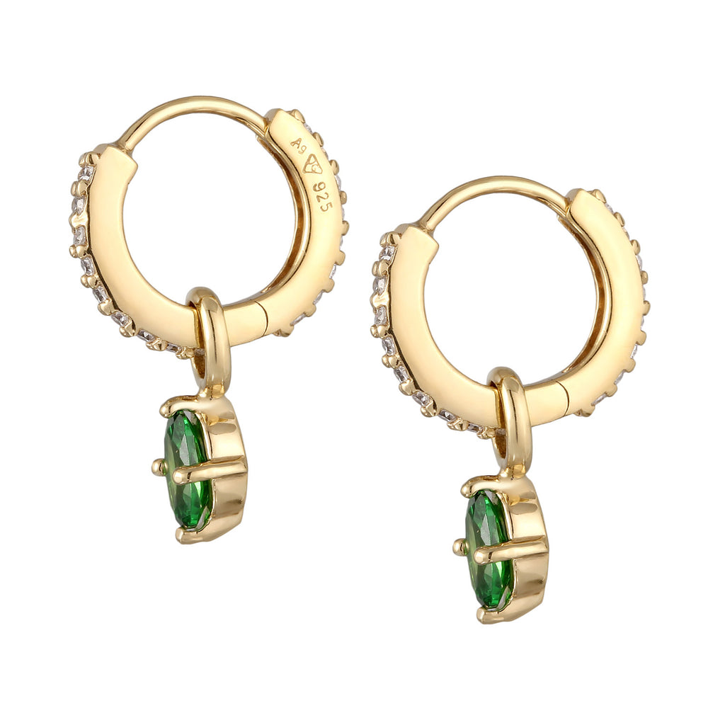 Gold - Elli | Creolen | Zirkonia (Grün, Weiß) | 925 Sterling Silber vergoldet
