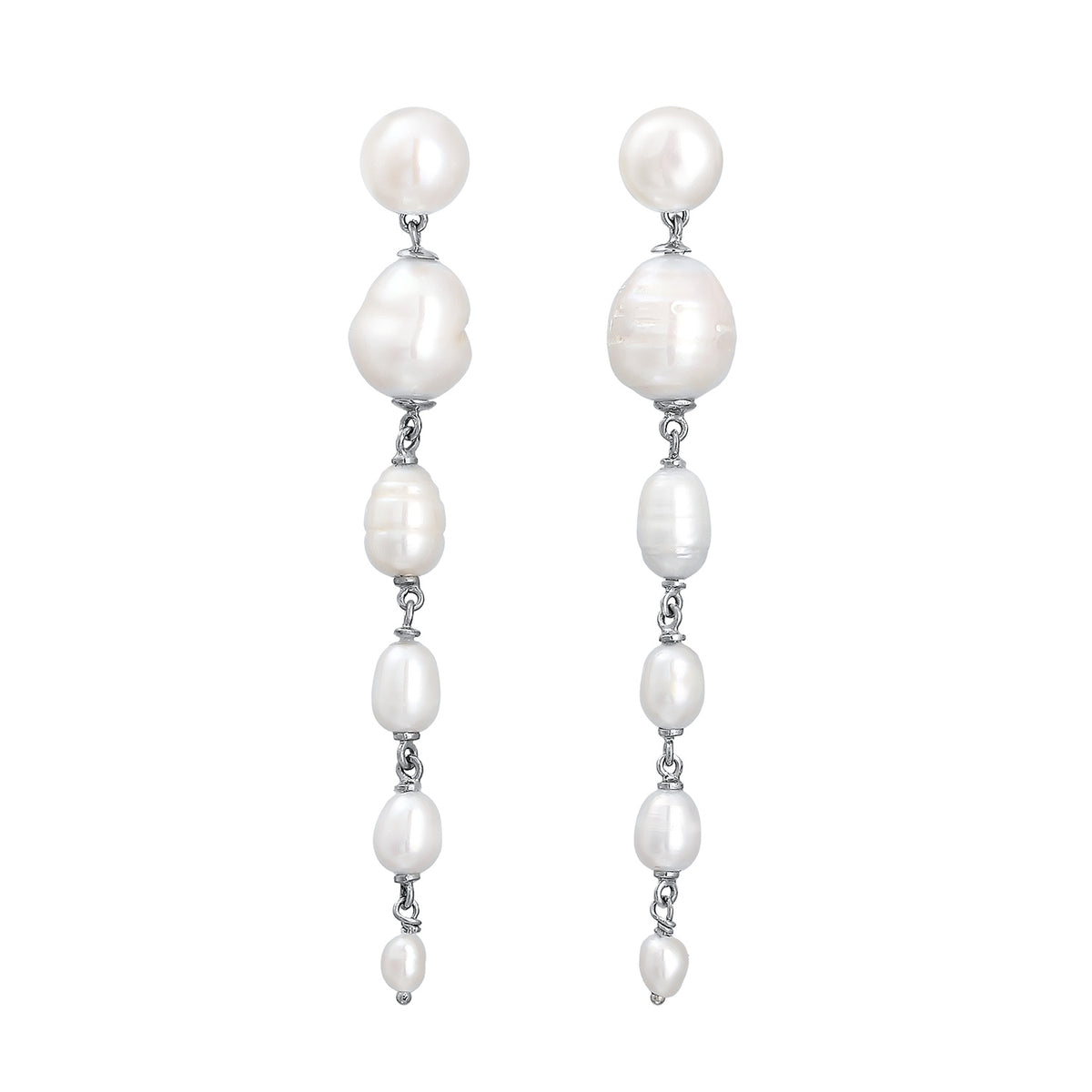 Silber - Elli | Ohrstecker Elegant | Süßwasserzuchtperlen (Weiß) | 925 Sterling Silber
