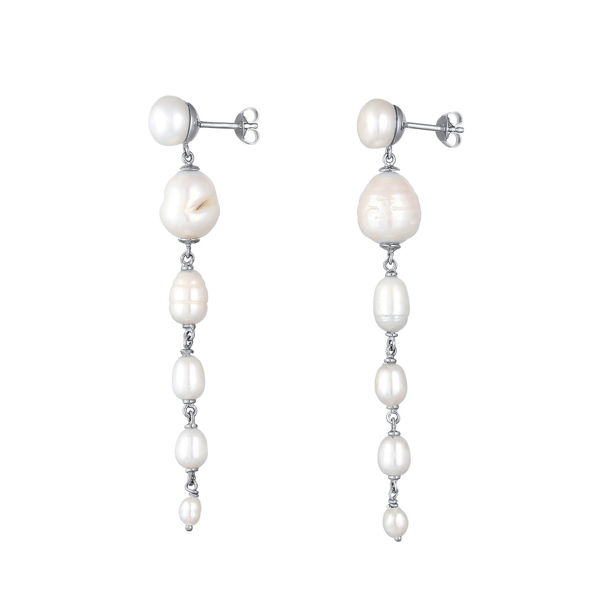 Silber - Elli | Ohrstecker Elegant | Süßwasserzuchtperlen (Weiß) | 925 Sterling Silber