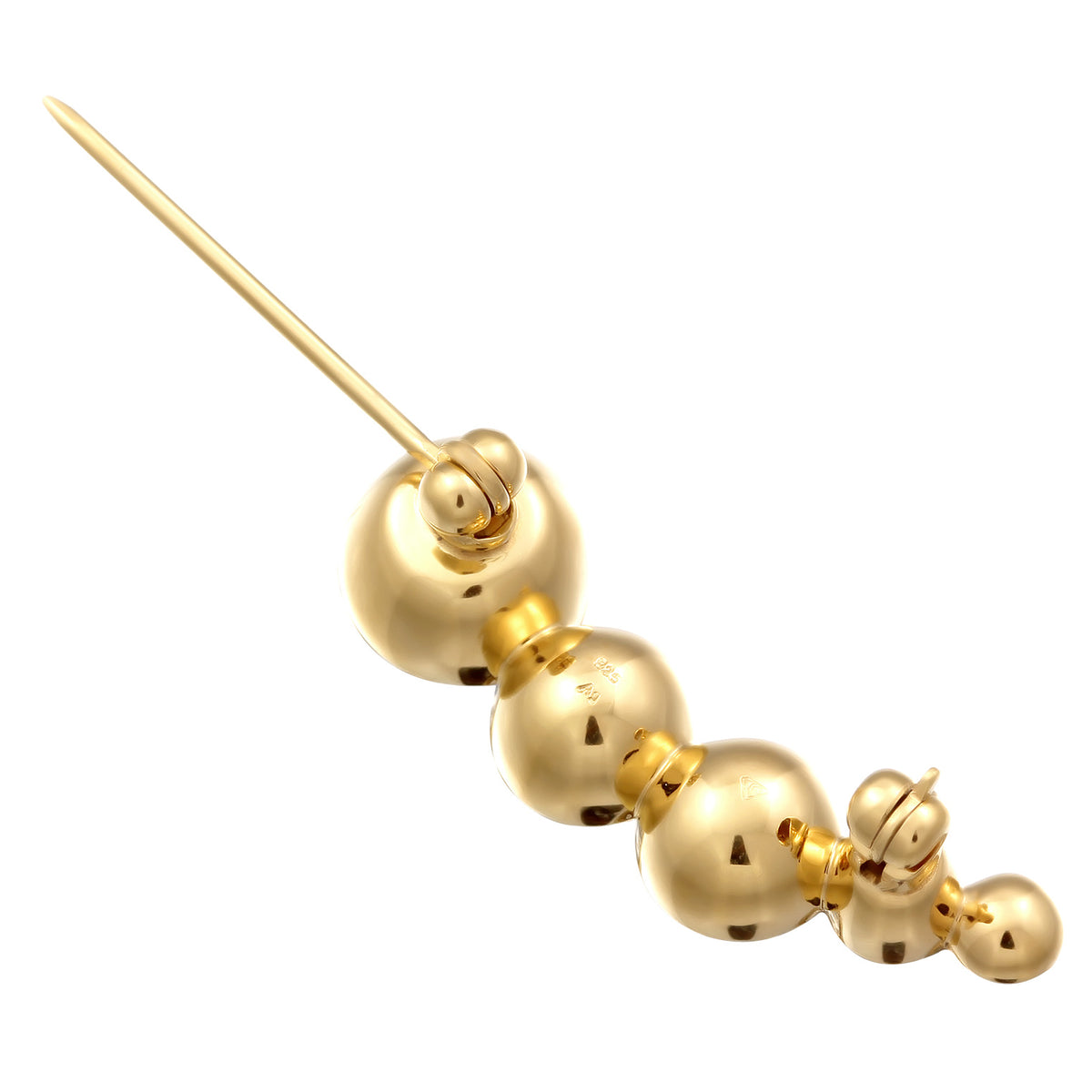 Gold - Elli | Brosche Anstecknadel | Glas Kristalle (Weiß) | 925 Sterling Silber vergoldet