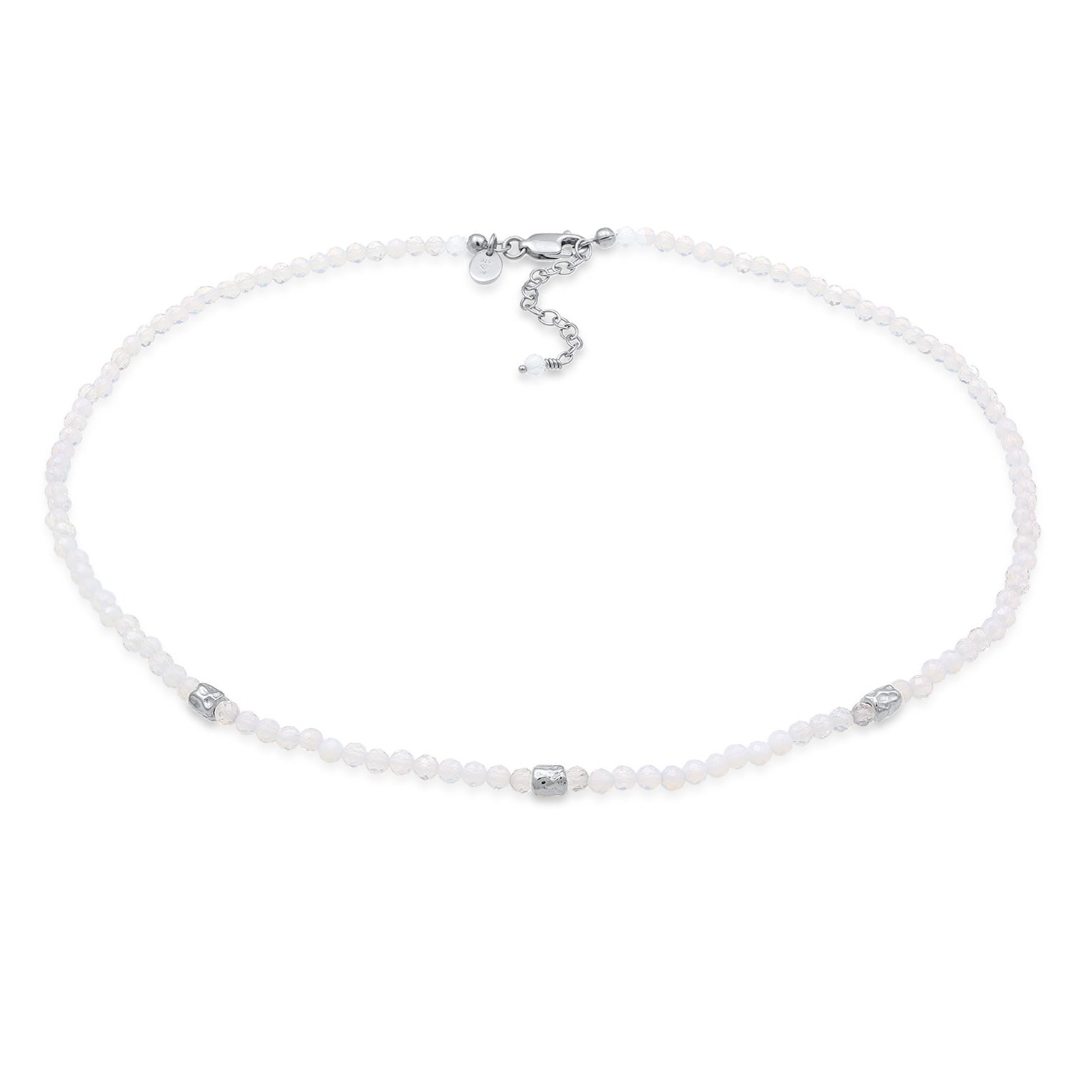 Silber - Elli PREMIUM | Halskette Perlen | Mondstein (Weiß) | 925 Sterling Silber