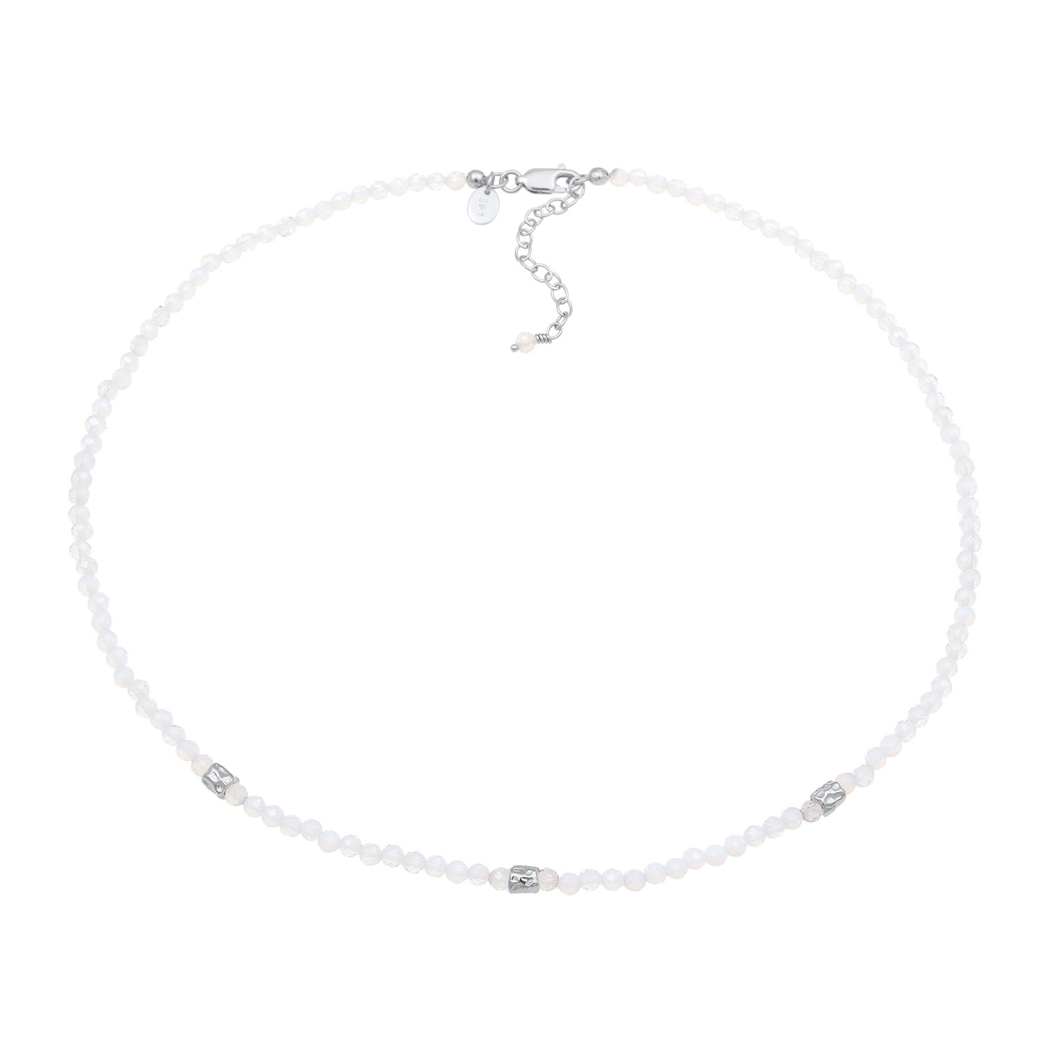 Silber - Elli PREMIUM | Halskette Perlen | Mondstein (Weiß) | 925 Sterling Silber