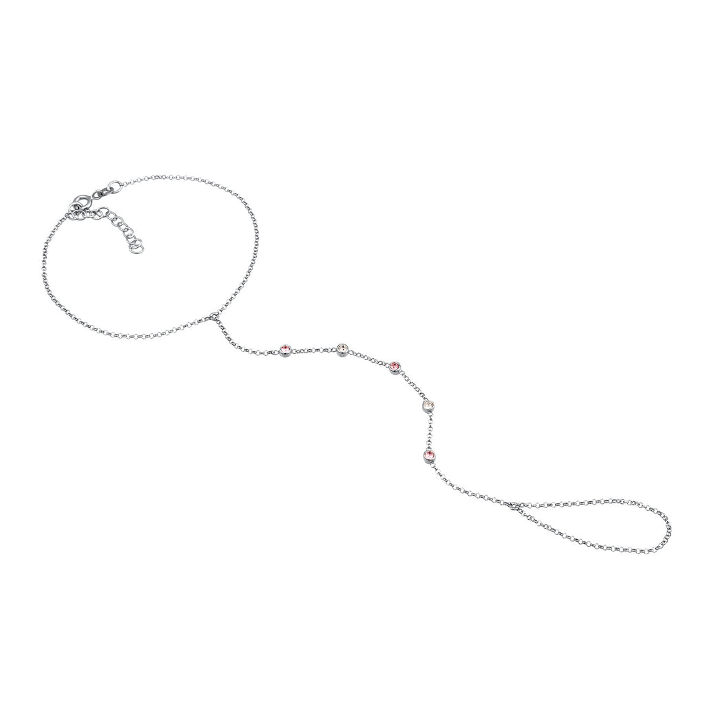 Silber - Elli | Handkette | Mit Kristallen von Swarovski® (Rosé, Weiß) | 925 Sterling Silber