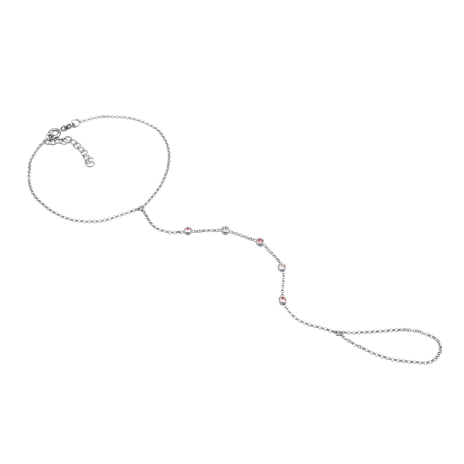 Silber - Elli | Handkette | Mit Kristallen von Swarovski® (Rosé, Weiß) | 925 Sterling Silber