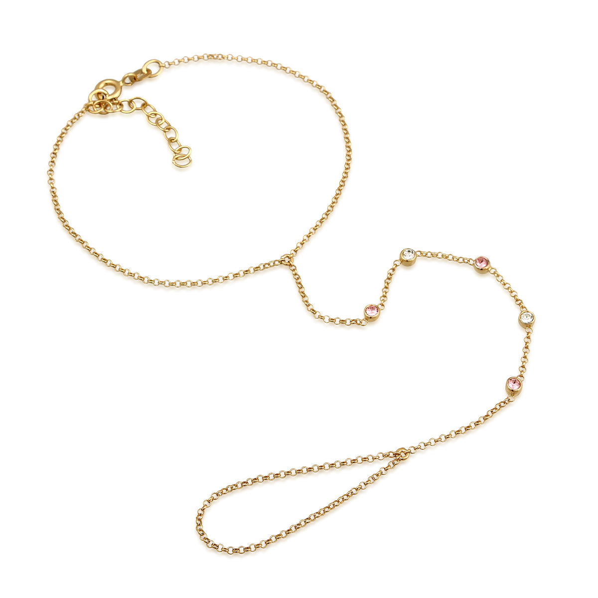 Gold - Elli | Handkette | Mit Kristallen von Swarovski® (Rosé, Weiß) | 925 Sterling Silber vergoldet
