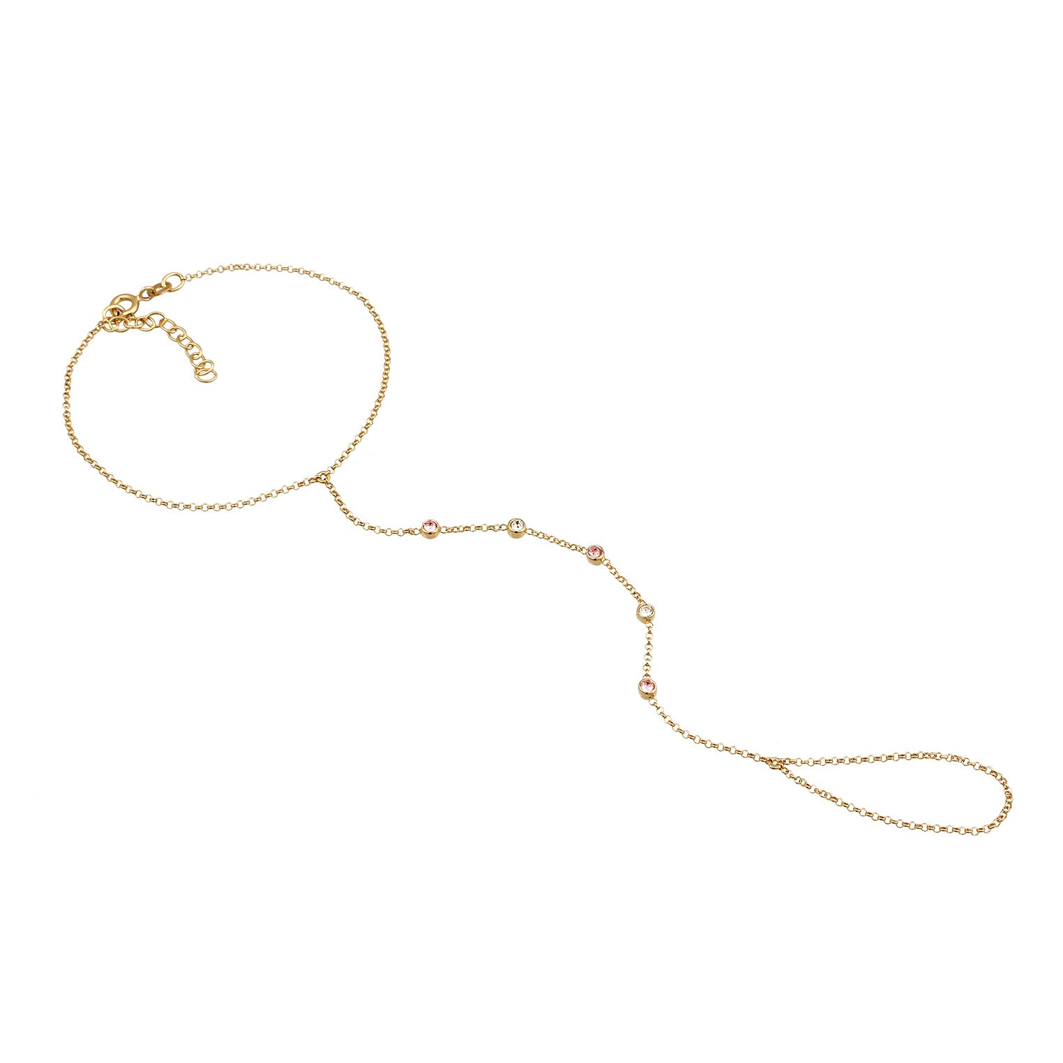 Gold - Elli | Handkette | Mit Kristallen von Swarovski® (Rosé, Weiß) | 925 Sterling Silber vergoldet