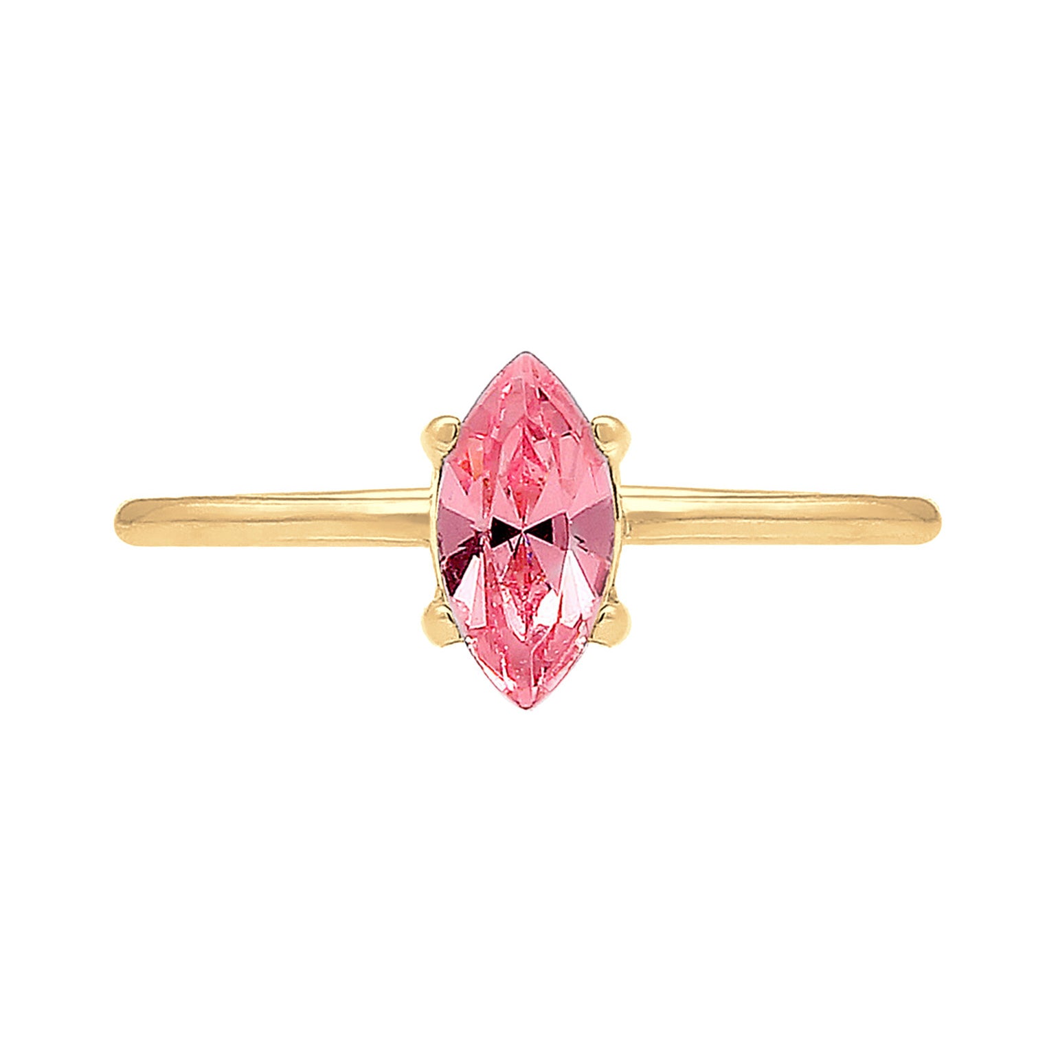 Gold - Elli | Verlobungsring | Kristalle (Rosa) | 925 Sterling Silber vergoldet