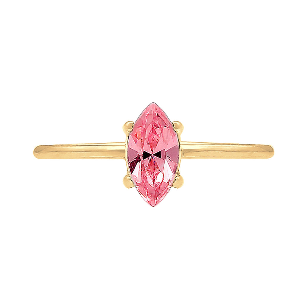 Gold - Elli | Verlobungsring | Mit Kristallen von Swarovski® (Rosa) | 925 Sterling Silber vergoldet