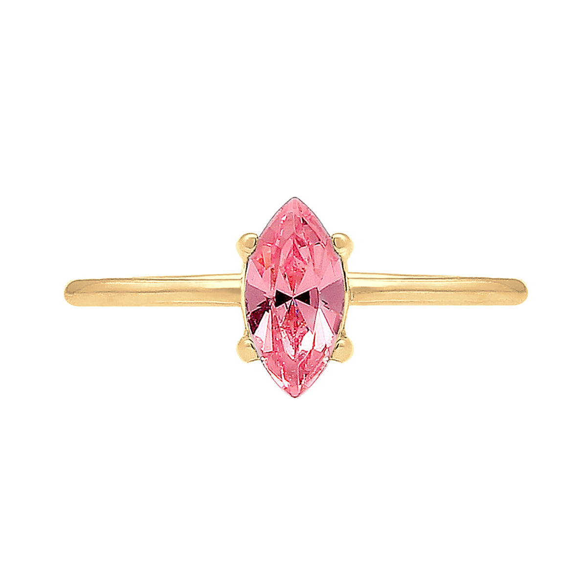 Gold - Elli | Verlobungsring | Mit Kristallen von Swarovski® (Rosa) | 925 Sterling Silber vergoldet