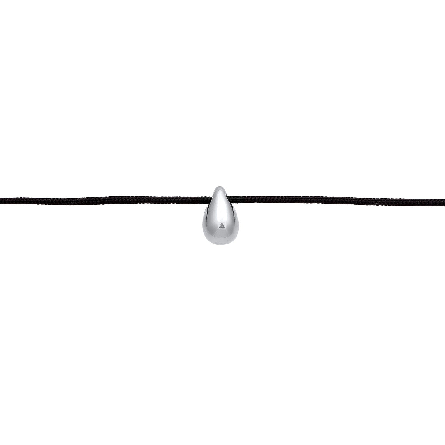 Silber - Elli | Choker Tropfenanhänger | Nylon (Schwarz) | 925 Sterling Silber