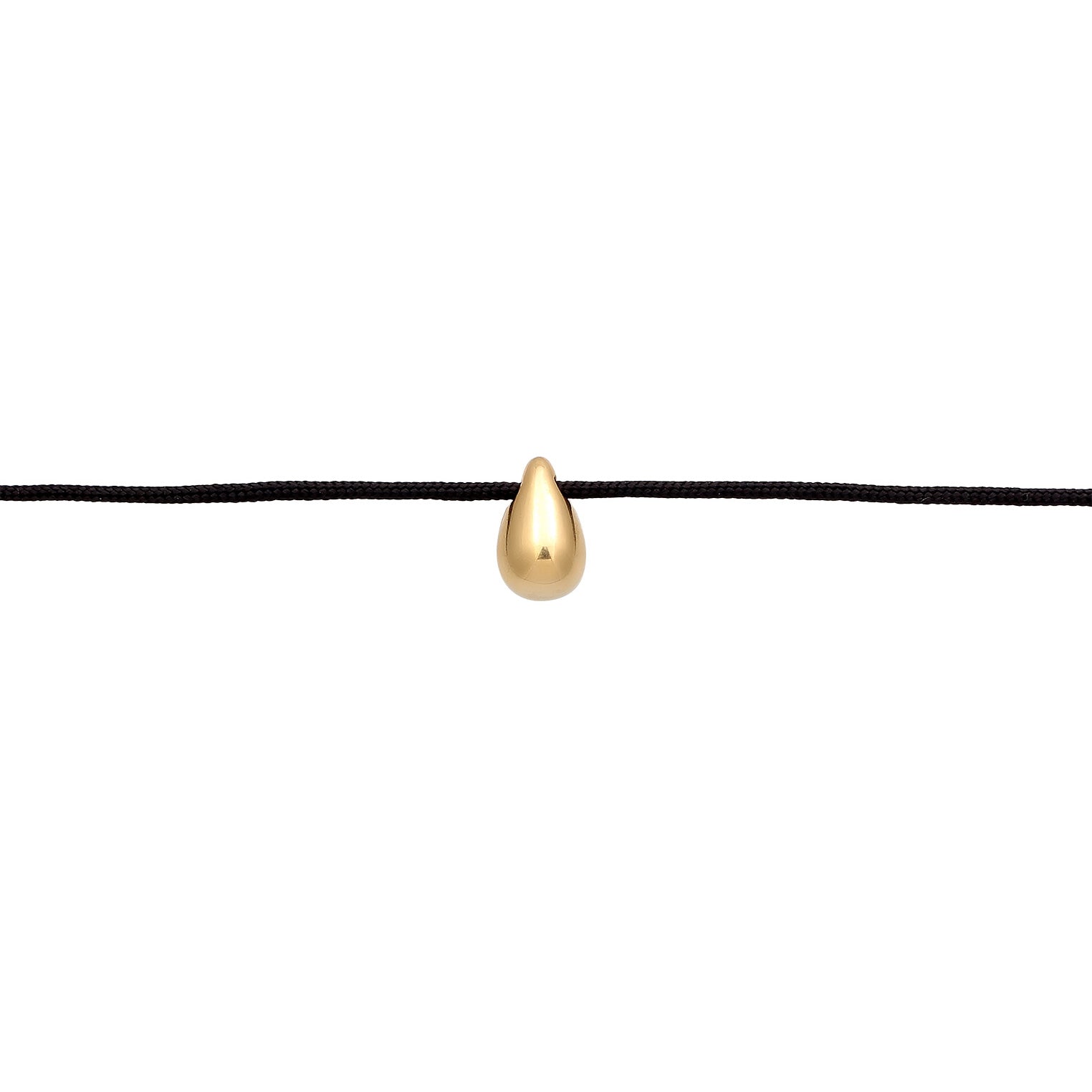 Gold - Elli | Choker Tropfenanhänger | Nylon (Schwarz) | 925 Sterling Silber vergoldet