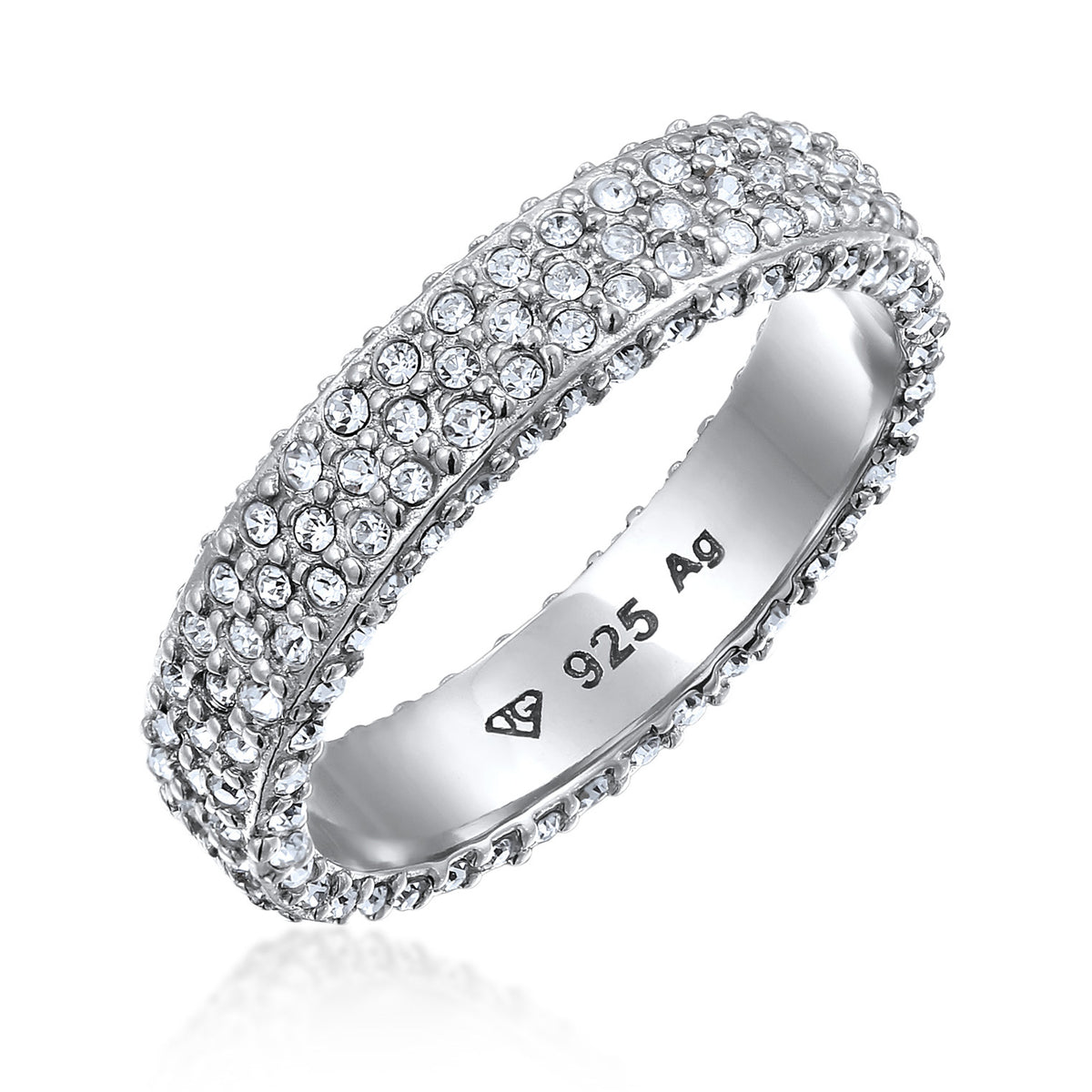 Silber - Elli | Bandring Memoire | Mit Kristallen von Swarovski® (Weiß) | 925 Sterling Silber
