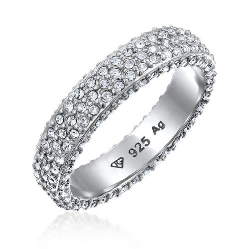 Silber - Elli | Bandring Memoire | Mit Kristallen von Swarovski® (Weiß) | 925 Sterling Silber