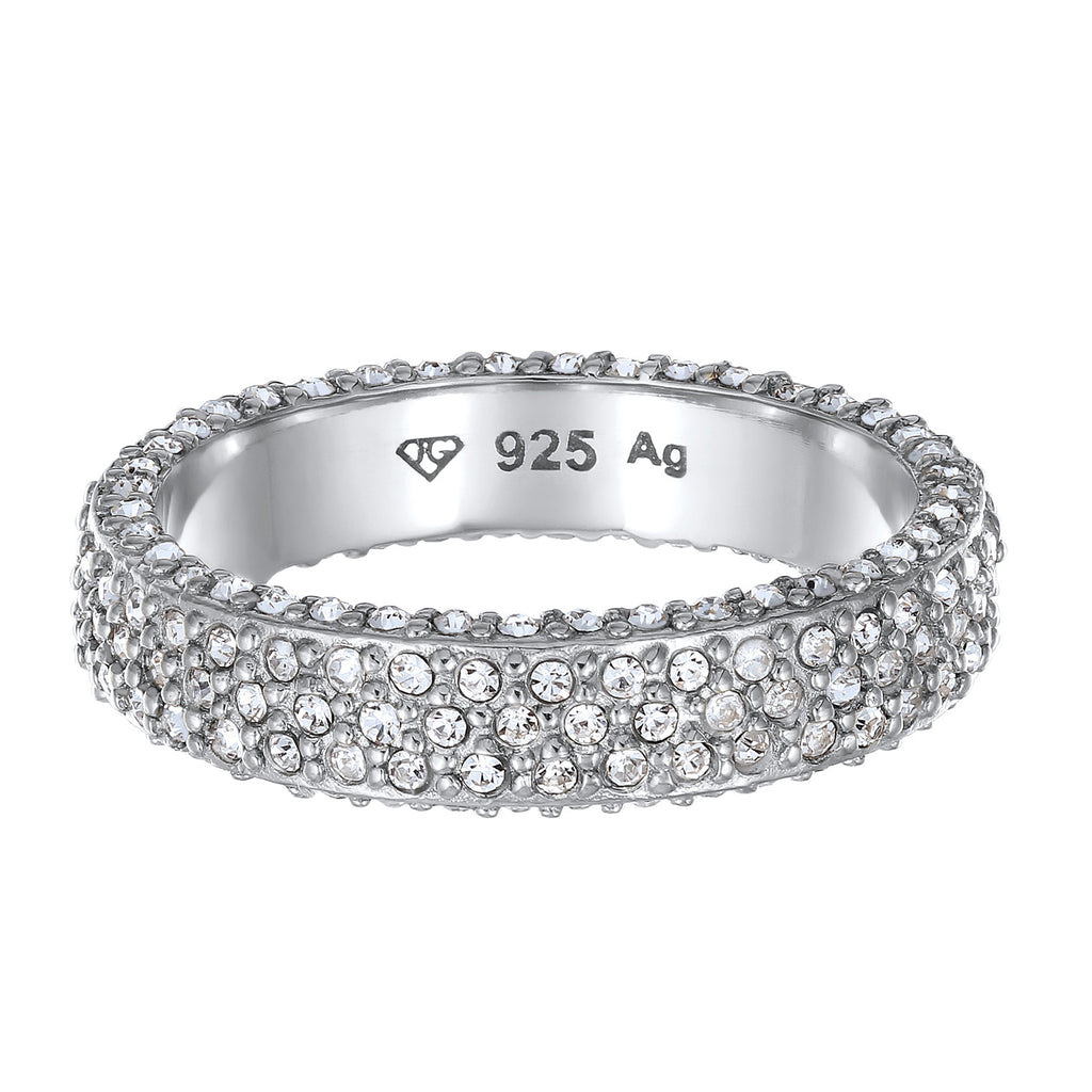Silber - Elli | Bandring Memoire | Mit Kristallen von Swarovski® (Weiß) | 925 Sterling Silber