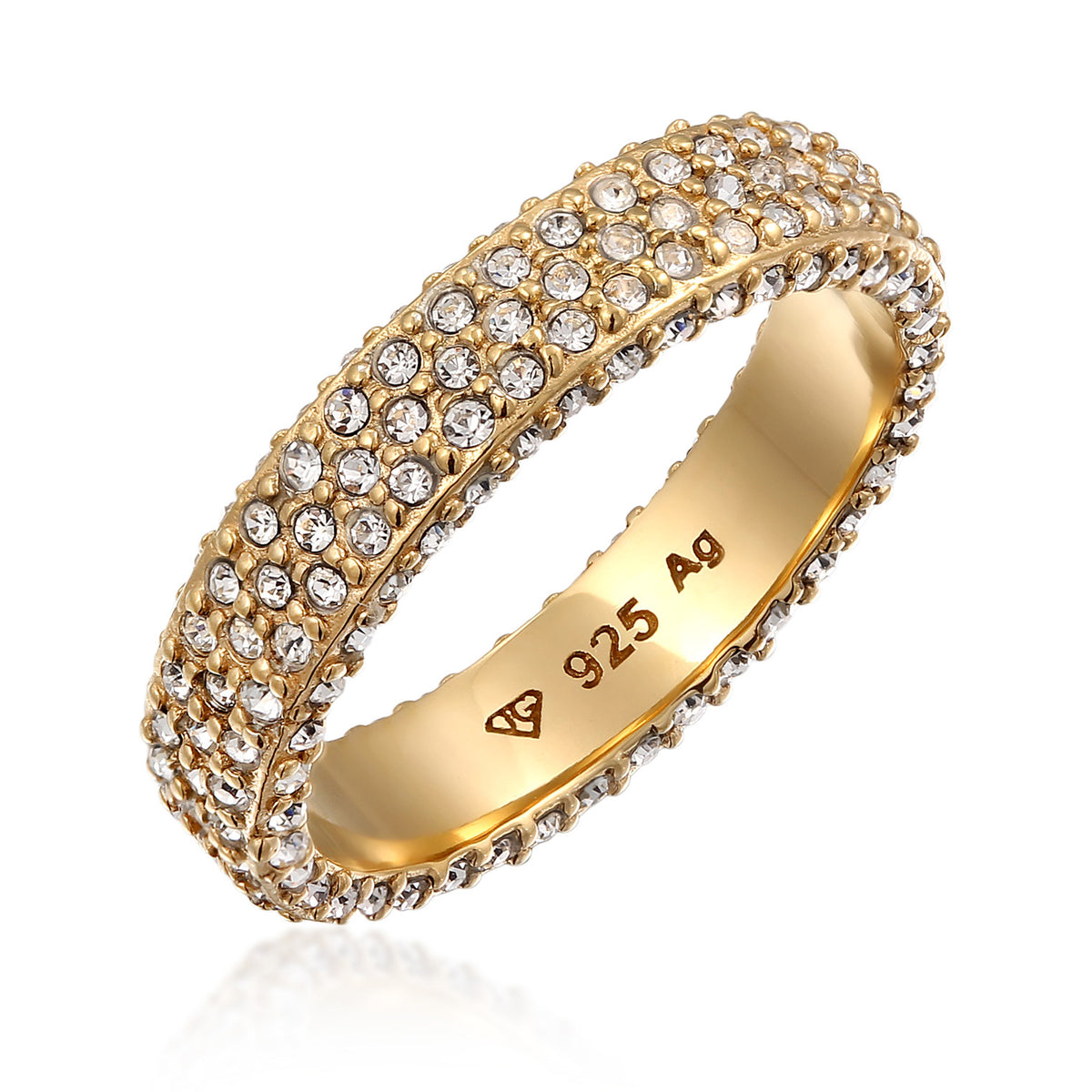 Gold - Elli | Bandring Memoire | Mit Kristallen von Swarovski® (Weiß) | 925 Sterling Silber vergoldet