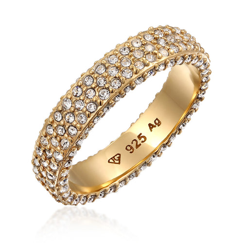 Gold - Elli | Bandring Memoire | Mit Kristallen von Swarovski® (Weiß) | 925 Sterling Silber vergoldet