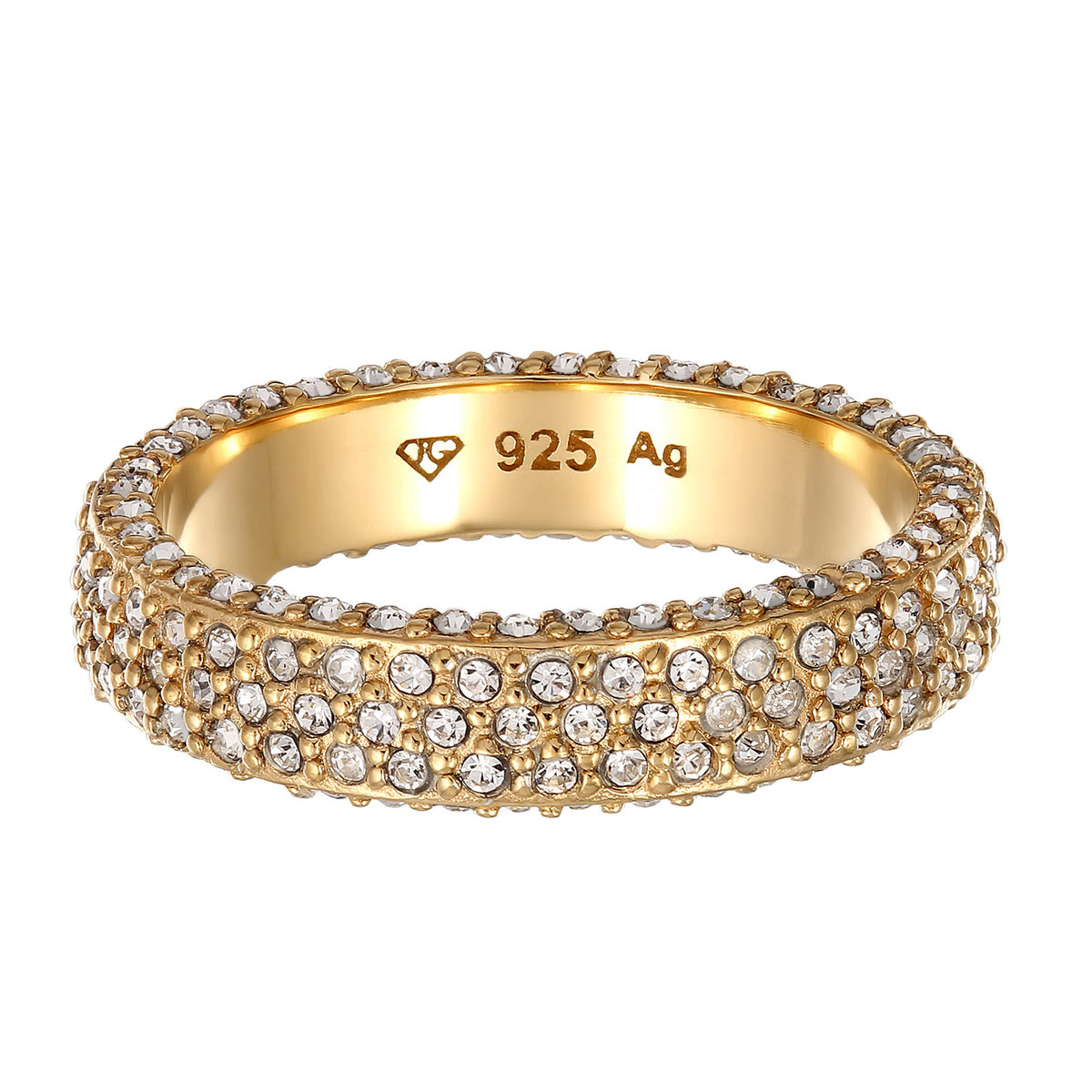 Gold - Elli | Bandring Memoire | Mit Kristallen von Swarovski® (Weiß) | 925 Sterling Silber vergoldet