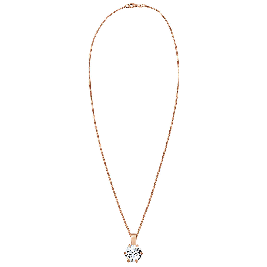 Roségold - Elli | Halskette Solitär Anhänger | Mit Kristallen von Swarovski® (Weiß) | 925 Sterling Silber Rosevergoldet