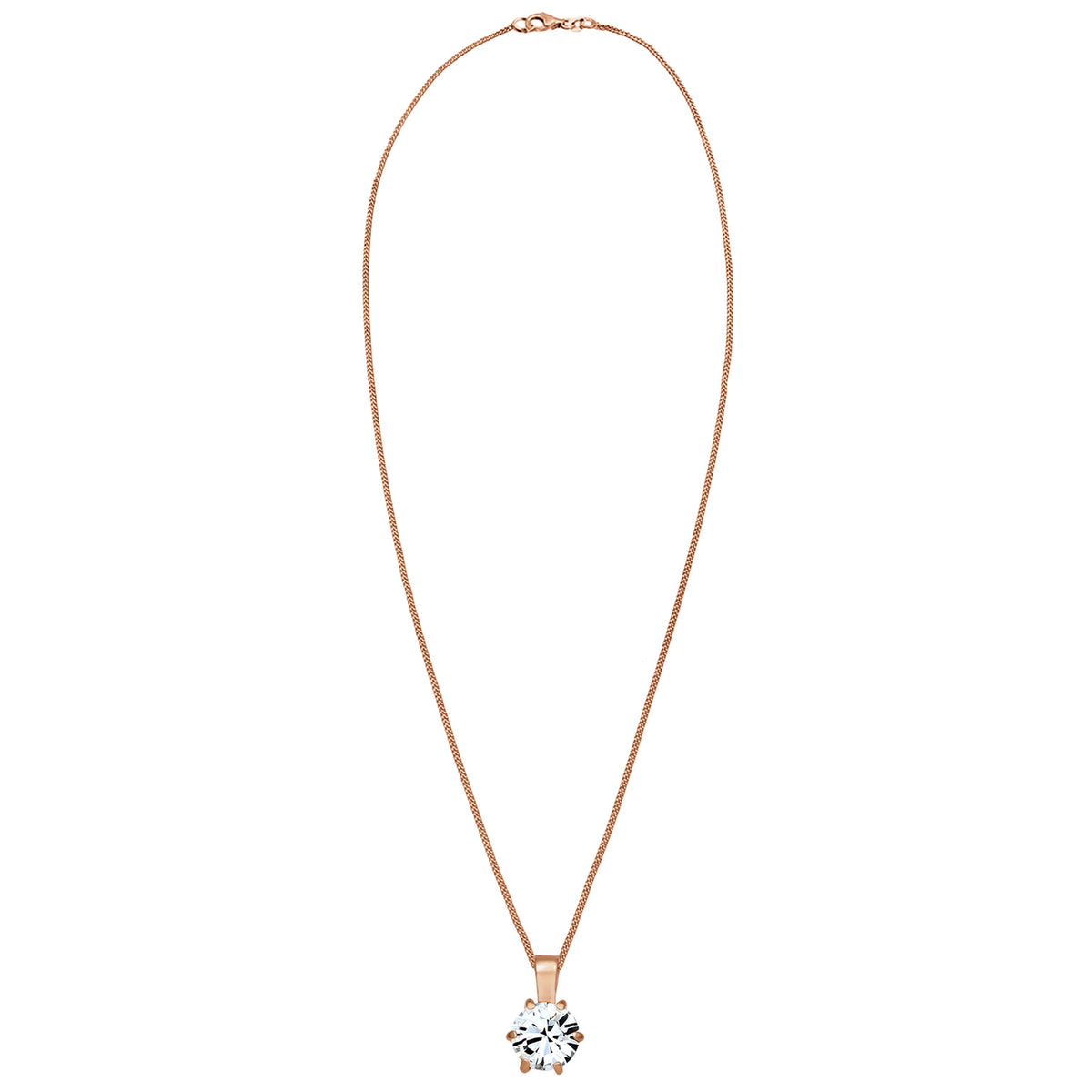 Roségold - Elli | Halskette Solitär Anhänger | Mit Kristallen von Swarovski® (Weiß) | 925 Sterling Silber Rosevergoldet