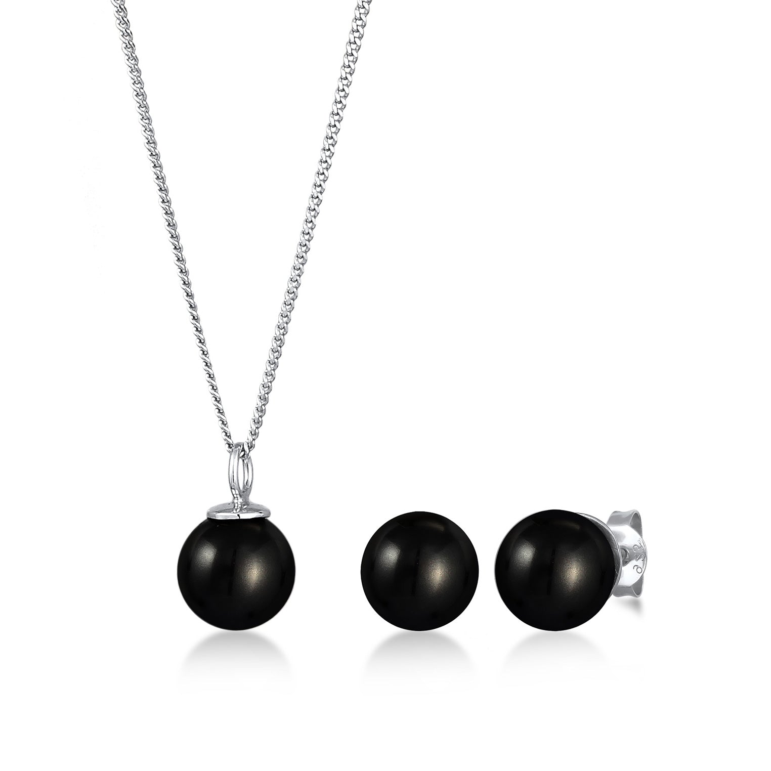Silber - Nenalina | Schmuckset | Mit Kristallen von Swarovski® (Schwarz) | 925 Sterling Silber
