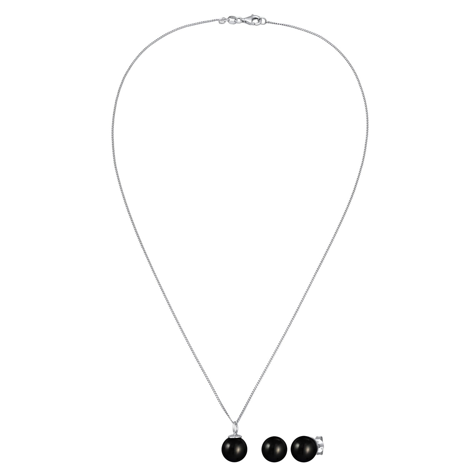 Silber - Nenalina | Schmuckset | Mit Kristallen von Swarovski® (Schwarz) | 925 Sterling Silber