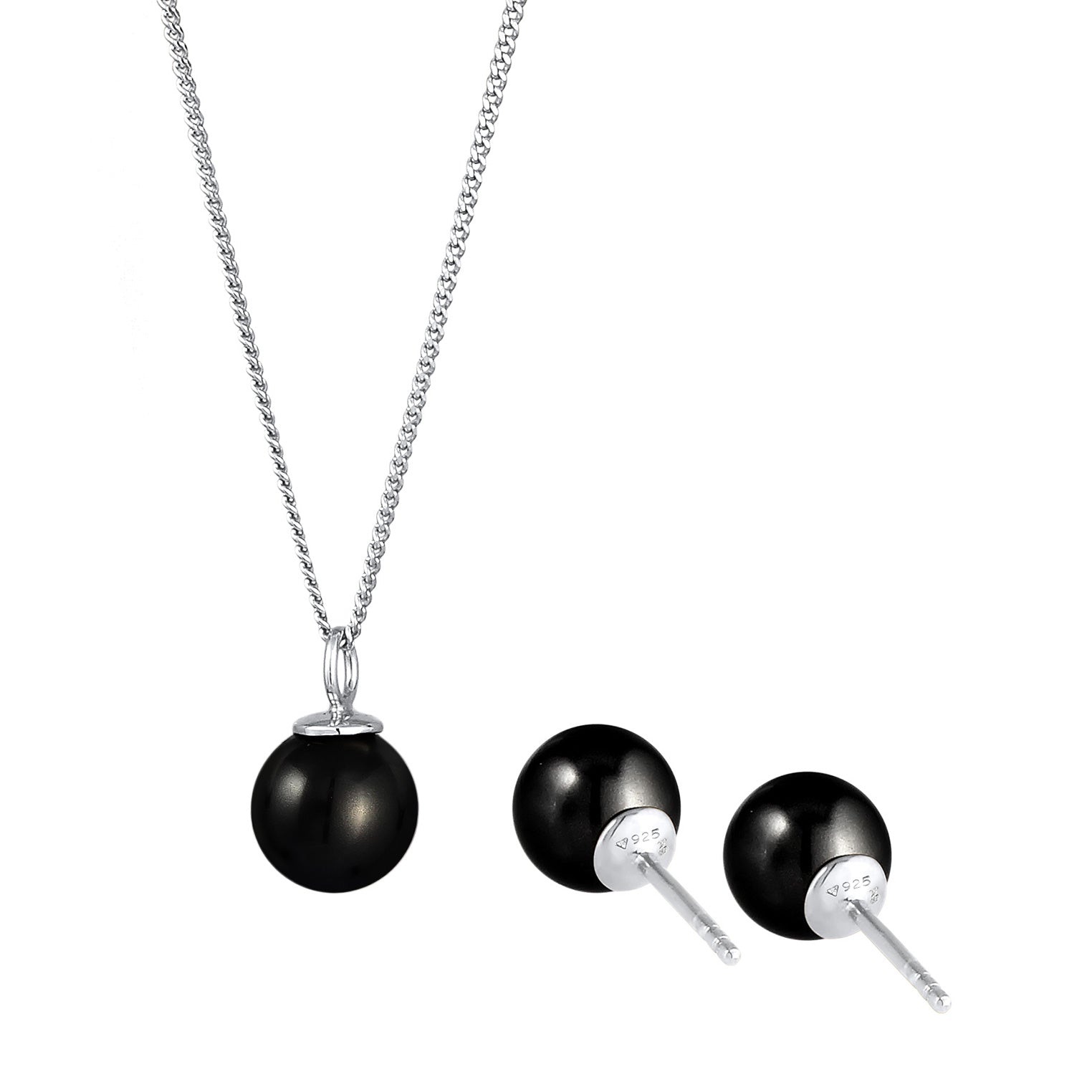 Silber - Nenalina | Schmuckset | Mit Kristallen von Swarovski® (Schwarz) | 925 Sterling Silber