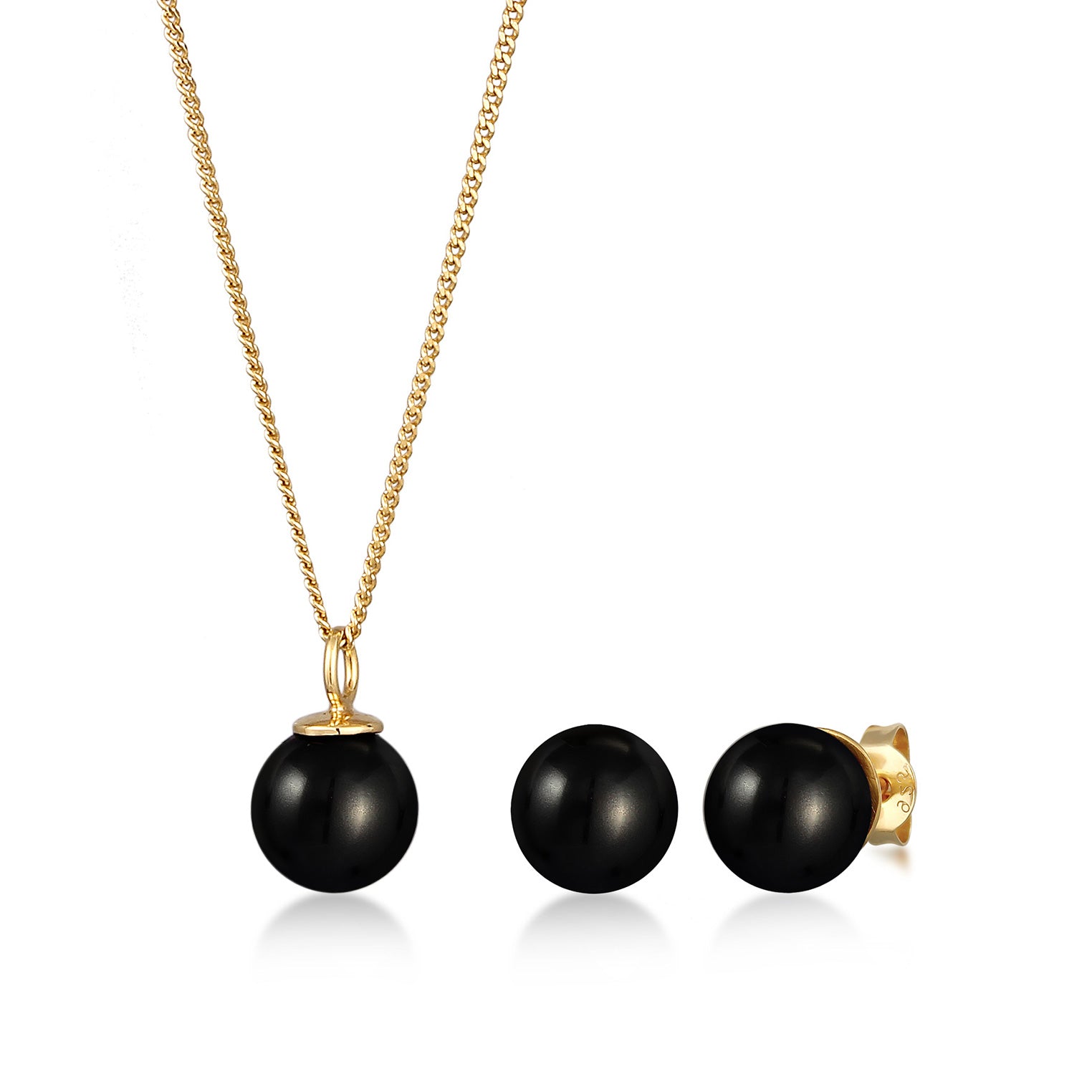 Gold - Nenalina | Schmuckset | Mit Kristallen von Swarovski® (Schwarz) | 925 Sterling Silber vergoldet