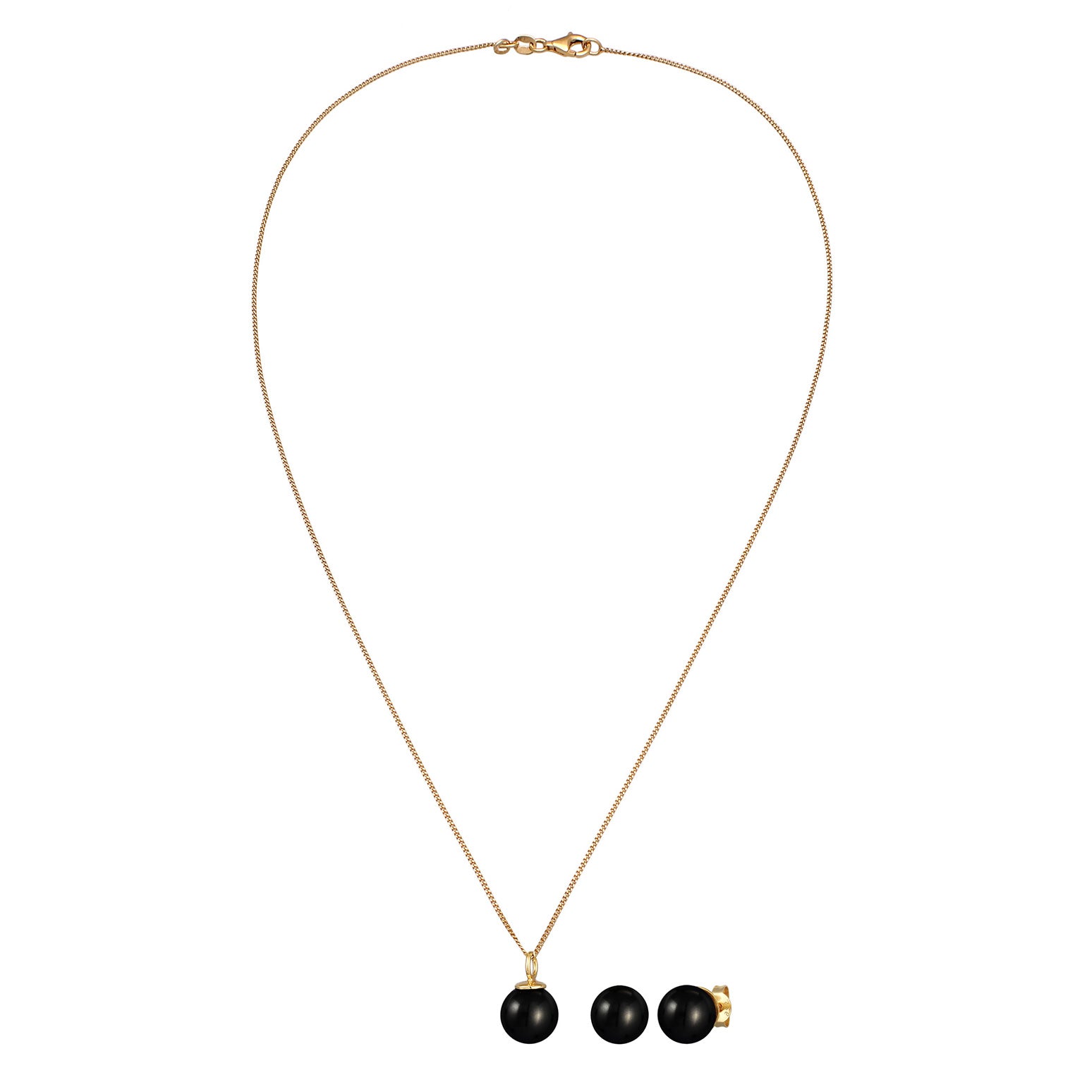 Gold - Nenalina | Schmuckset | Mit Kristallen von Swarovski® (Schwarz) | 925 Sterling Silber vergoldet