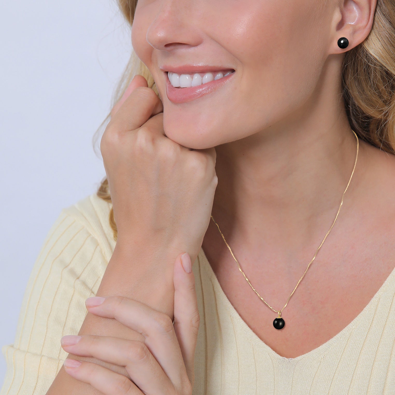 Gold - Nenalina | Schmuckset | Mit Kristallen von Swarovski® (Schwarz) | 925 Sterling Silber vergoldet