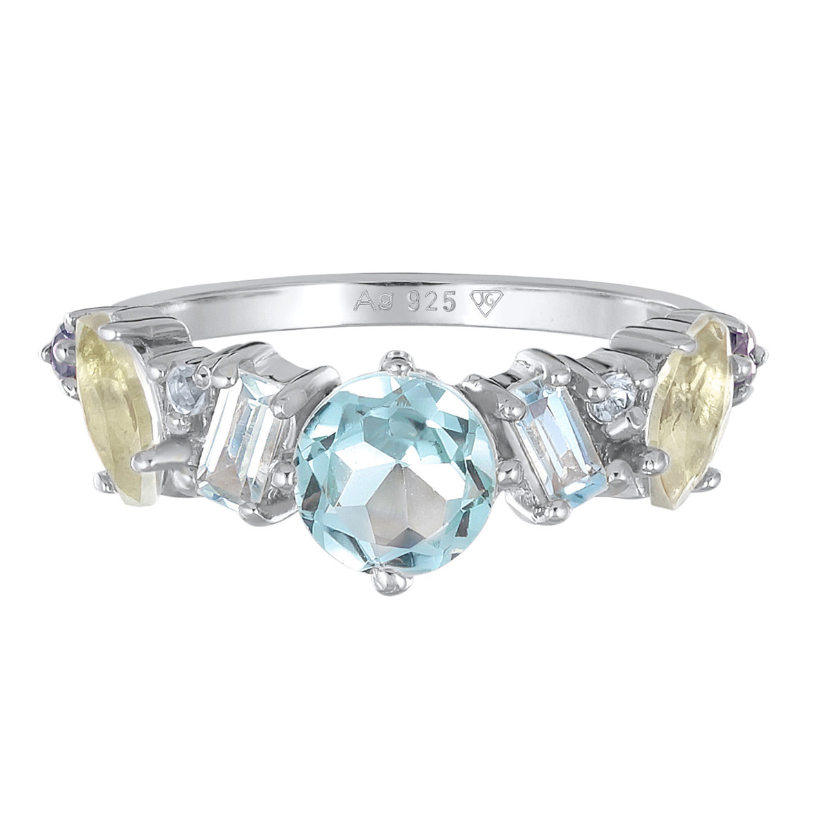 Silber - Elli PREMIUM | Ring Glamourös | Amethyst, Mondstein, Topas (Pastell) | 925 Sterling Silber