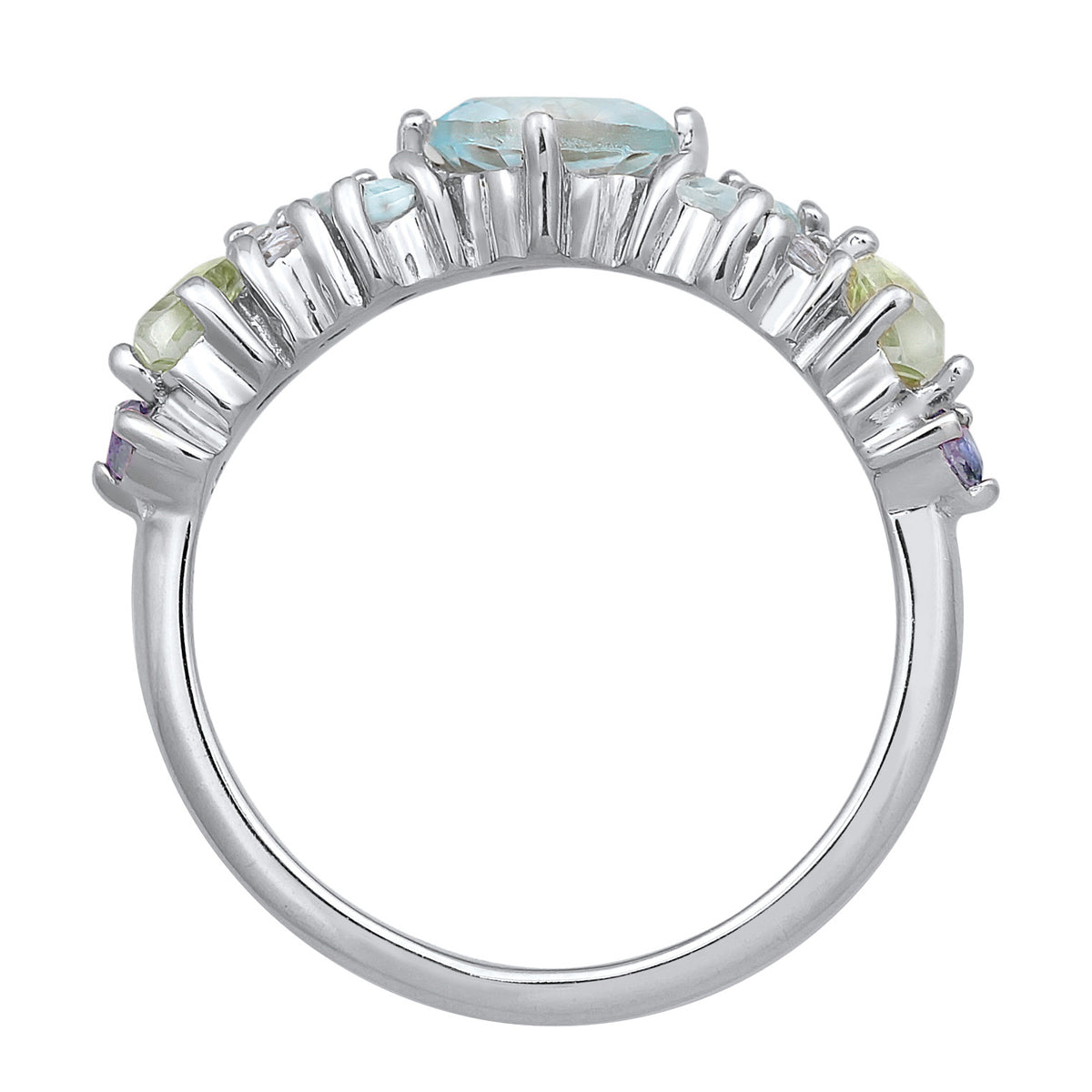 Silber - Elli PREMIUM | Ring Glamourös | Amethyst, Mondstein, Topas (Pastell) | 925 Sterling Silber
