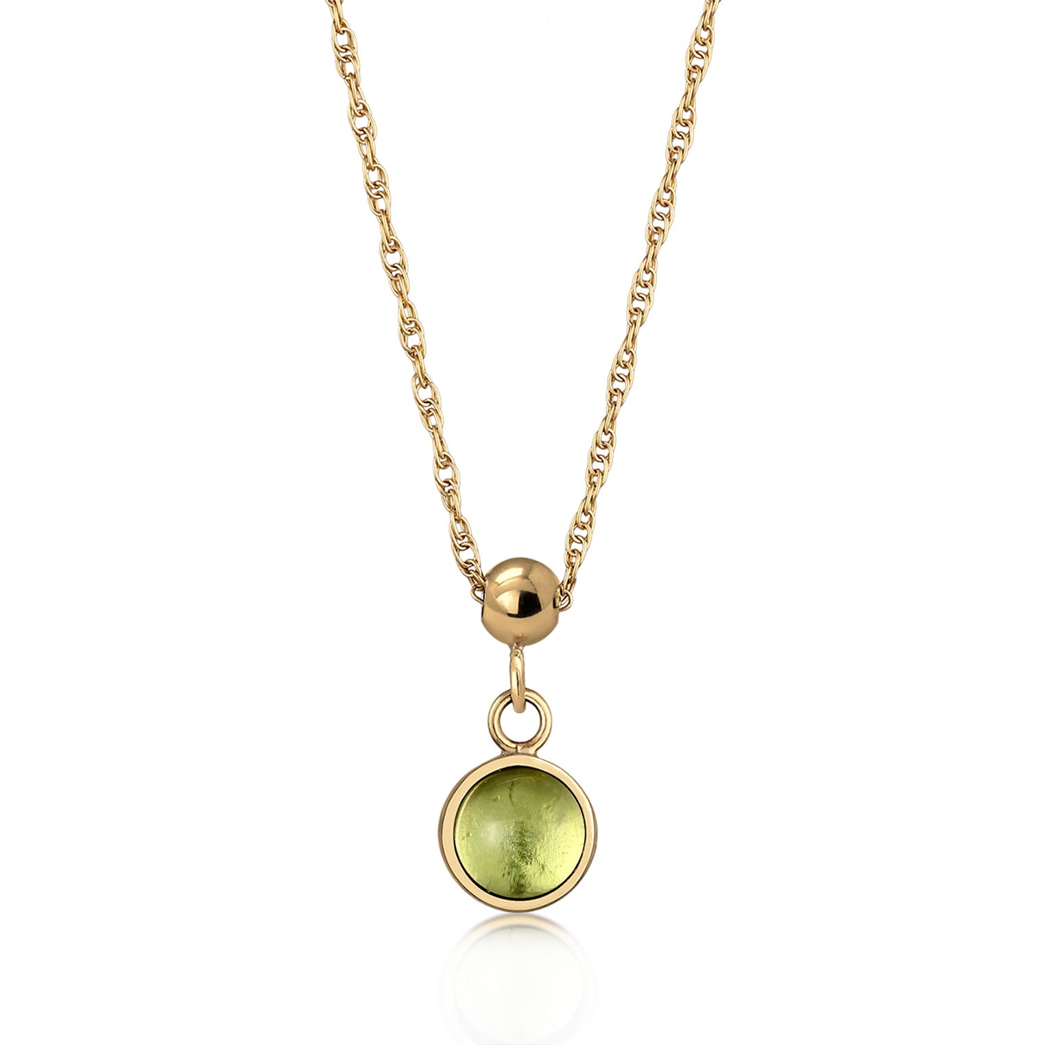 Olivgrün - Elli PREMIUM | Halskette Geburtsstein | Peridot (Hellgrün) | 925 Sterling Silber vergoldet