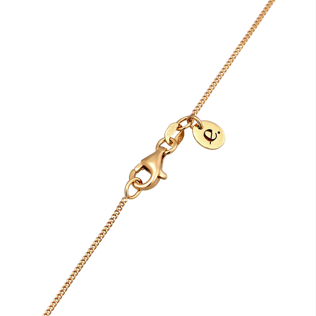 Gold - Elli DIAMONDS | Halskette Herz | Laborgezüchteter Diamant (Weiß, 0.004 ct.) & Saphir (Blau) | 925 Sterling Silber vergoldet