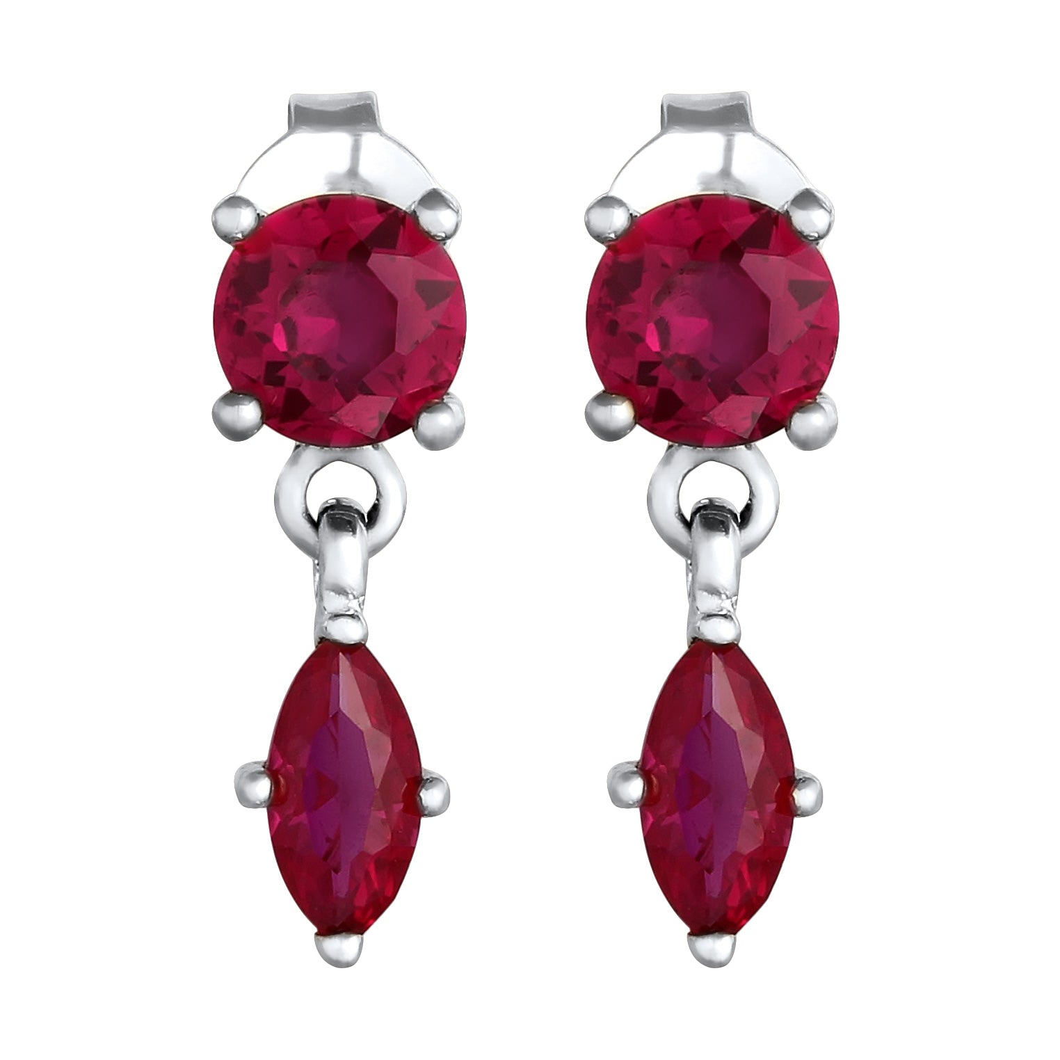 Silber - Elli PREMIUM | Ohrstecker | Rubin (Rot) | 925 Sterling Silber