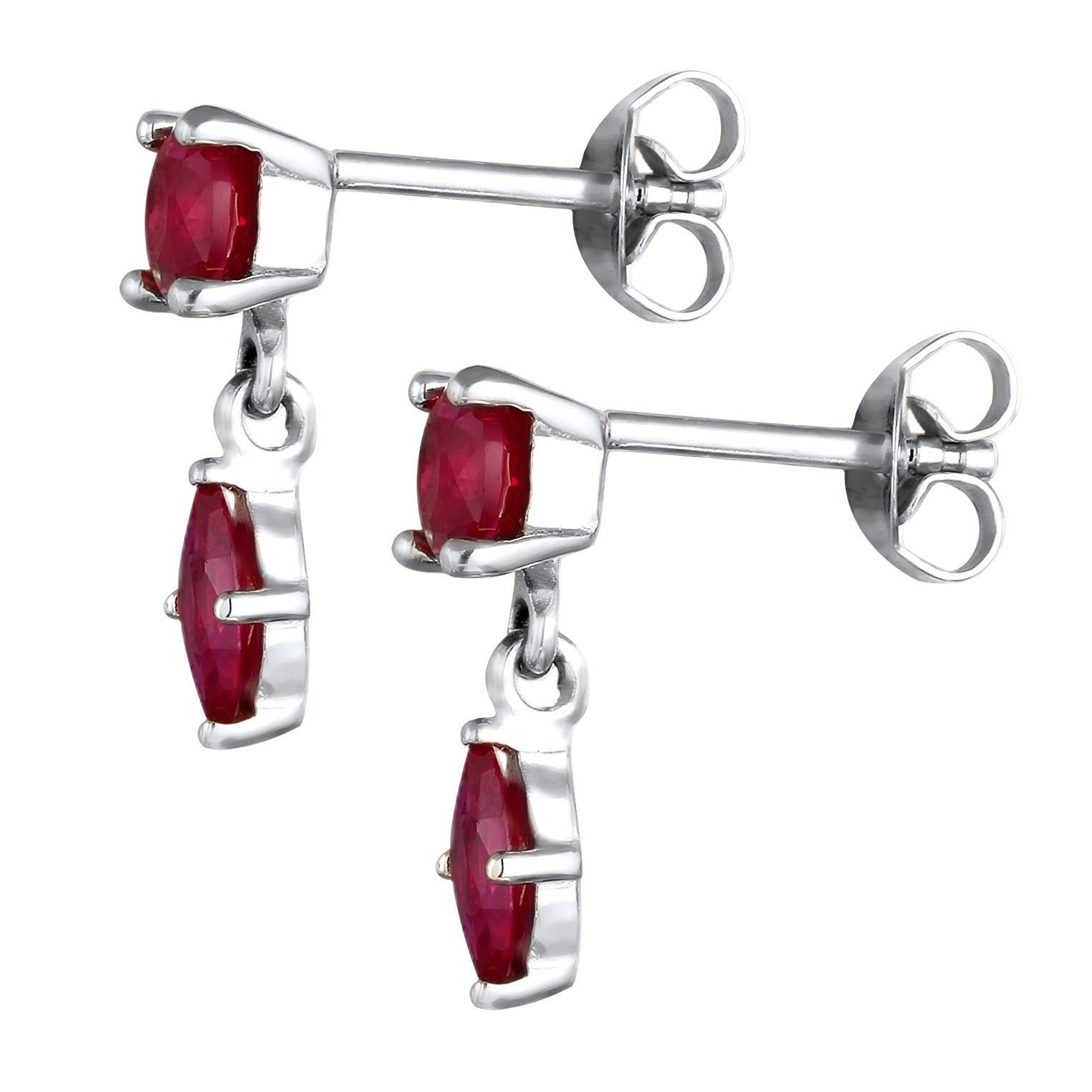 Silber - Elli PREMIUM | Ohrstecker | Rubin (Rot) | 925 Sterling Silber