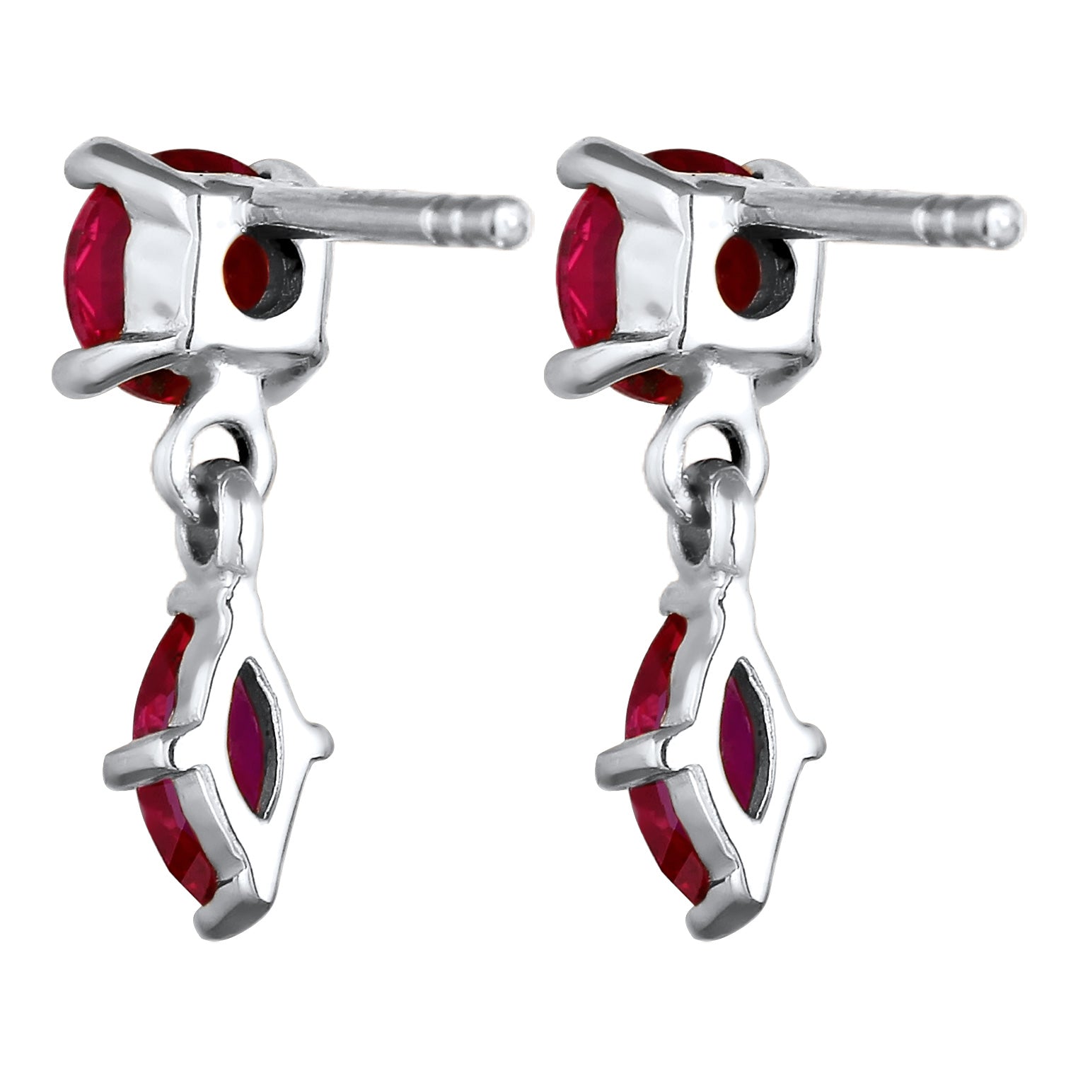 Silber - Elli PREMIUM | Ohrstecker | Rubin (Rot) | 925 Sterling Silber