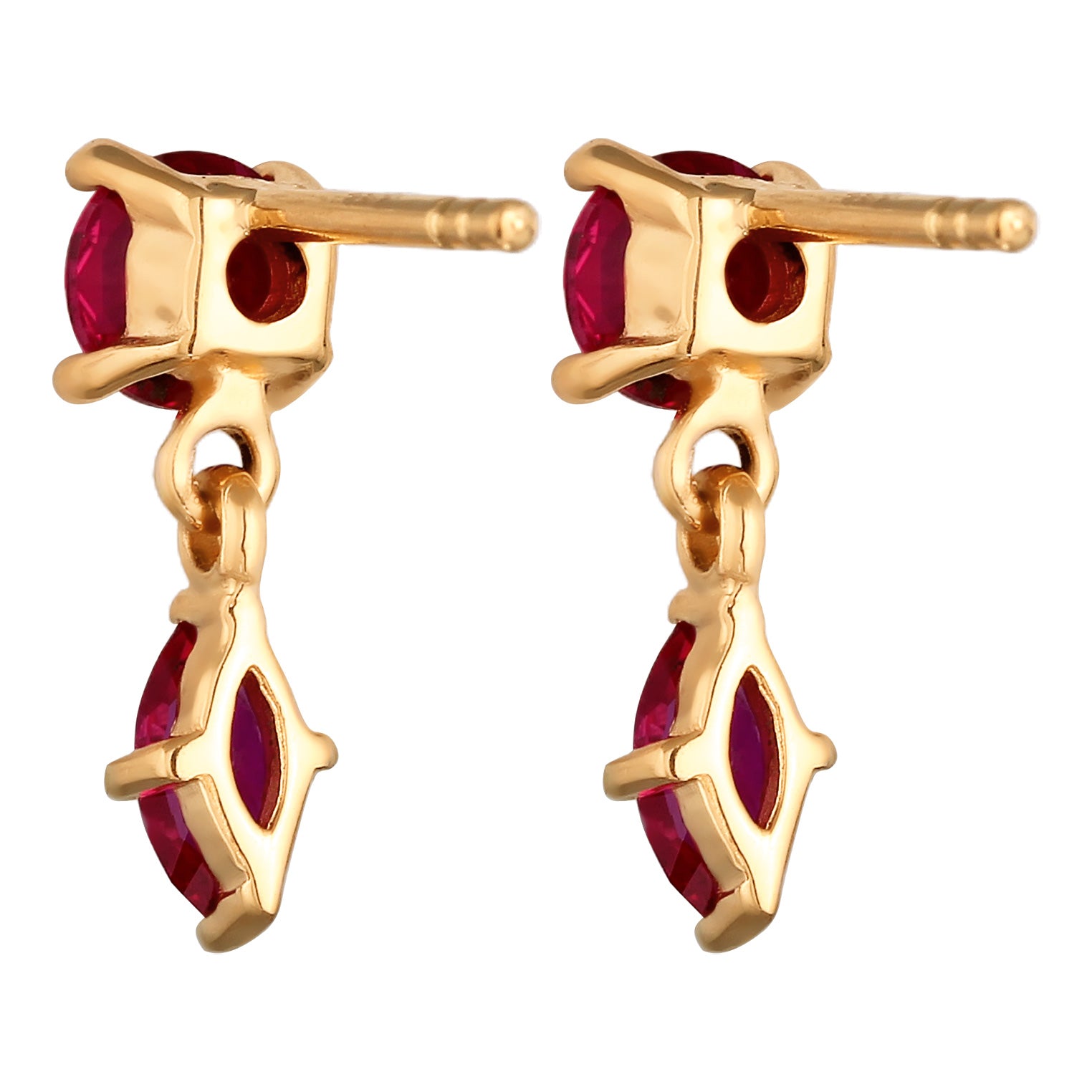 Gold - Elli PREMIUM | Ohrstecker | Rubin (Rot) | 925 Sterling Silber Vergoldet