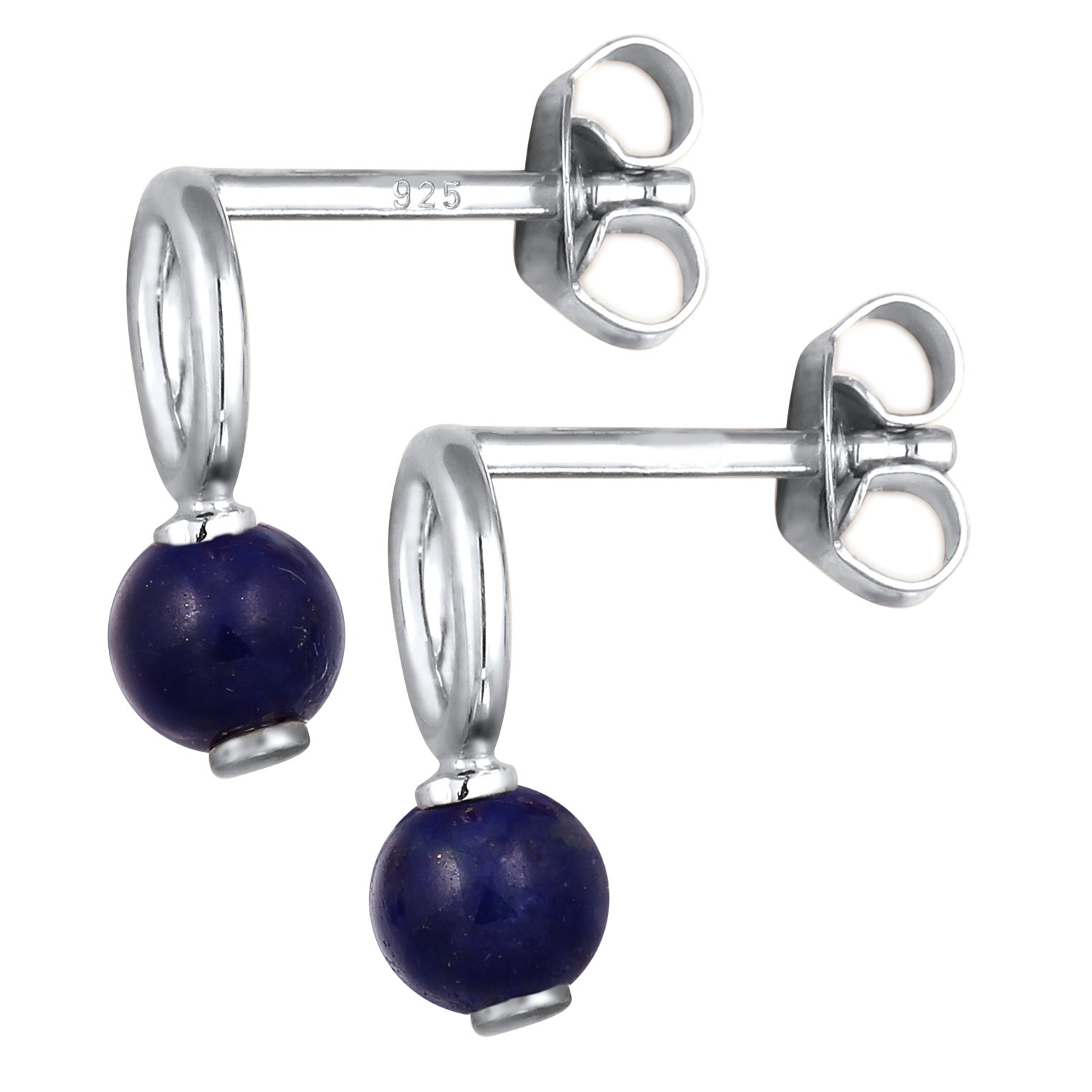 Silber - Elli | Ohrstecker Kreis | Lapis Lazuli (Blau) | 925 Sterling Silber