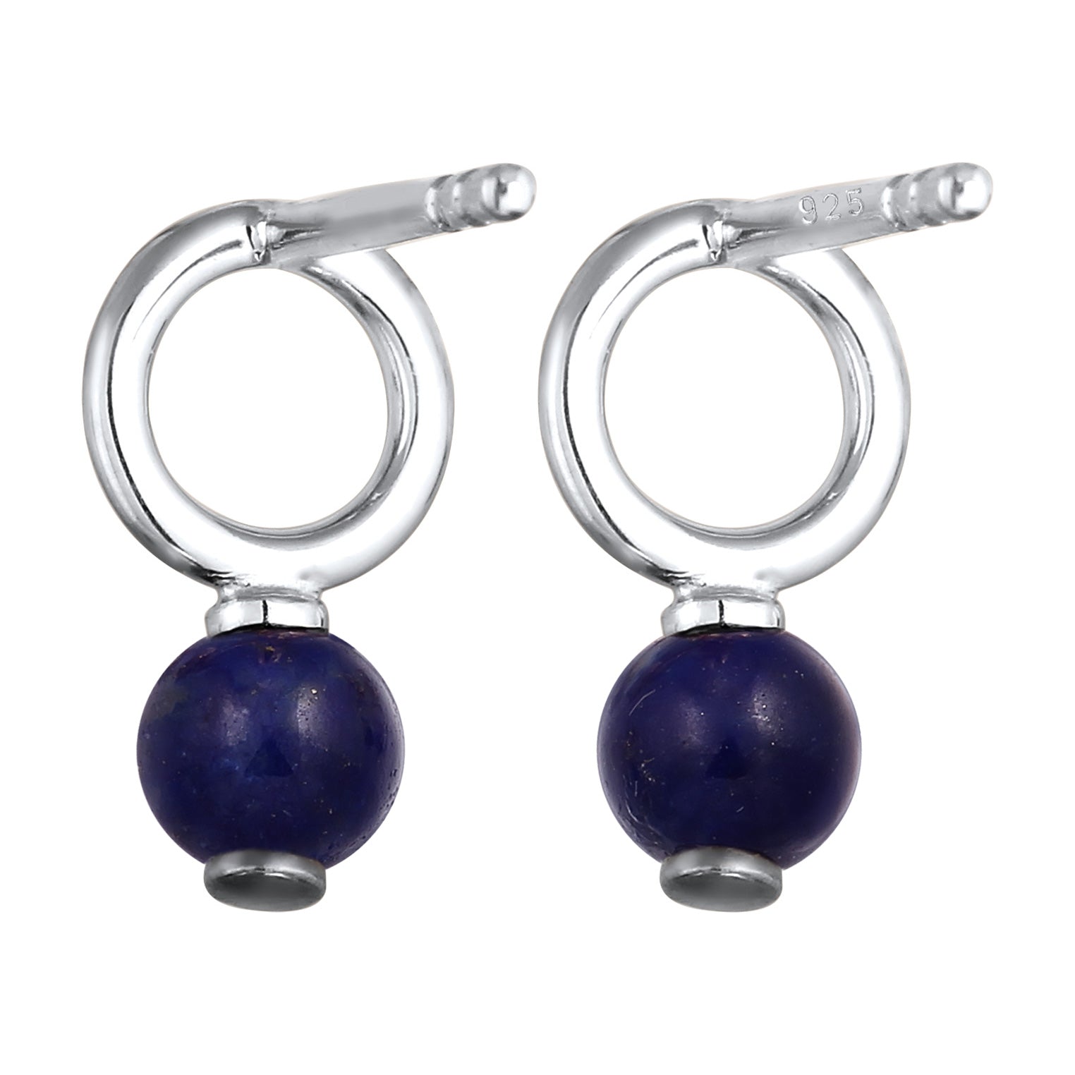 Silber - Elli | Ohrstecker Kreis | Lapis Lazuli (Blau) | 925 Sterling Silber