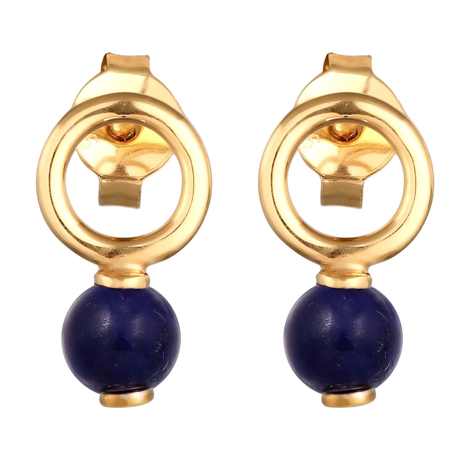 Gold - Elli | Ohrstecker Kreis | Lapis Lazuli (Blau) | 925 Sterling Silber vergoldet