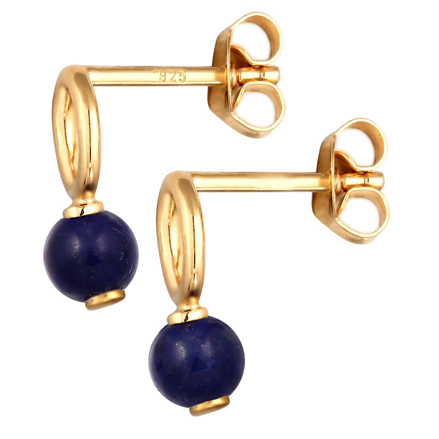 Gold - Elli | Ohrstecker Kreis | Lapis Lazuli (Blau) | 925 Sterling Silber vergoldet