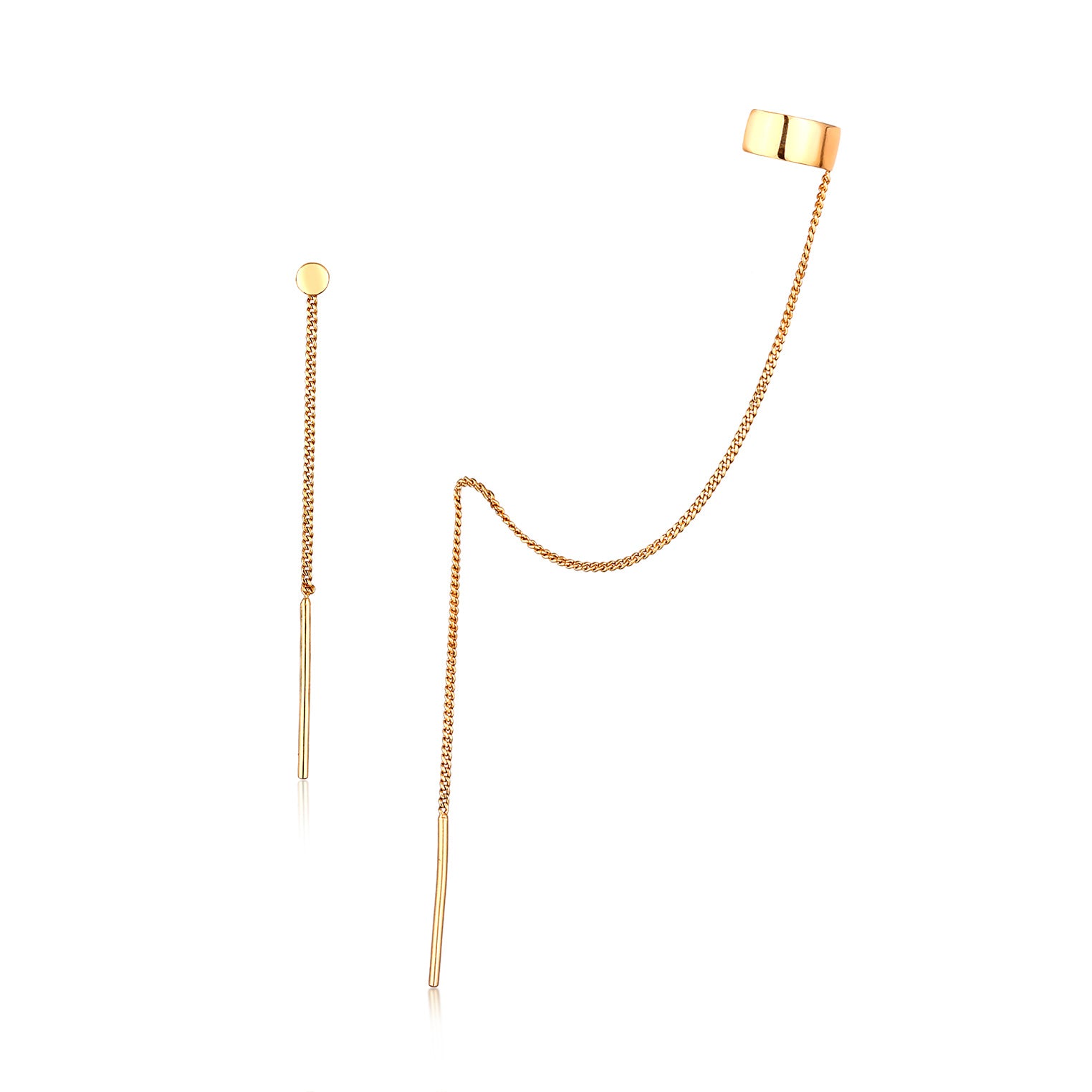 Gold - Elli | Earcuff Set Durchzieher | 925 Sterling Silber vergoldet