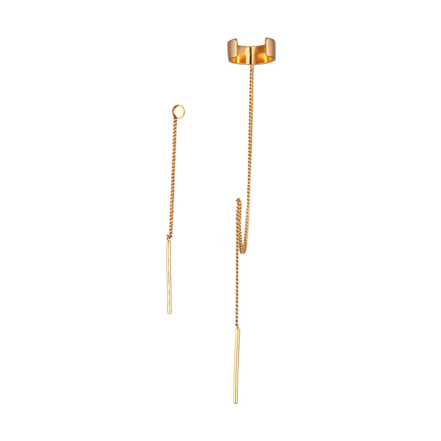 Gold - Elli | Earcuff Set Durchzieher | 925 Sterling Silber vergoldet