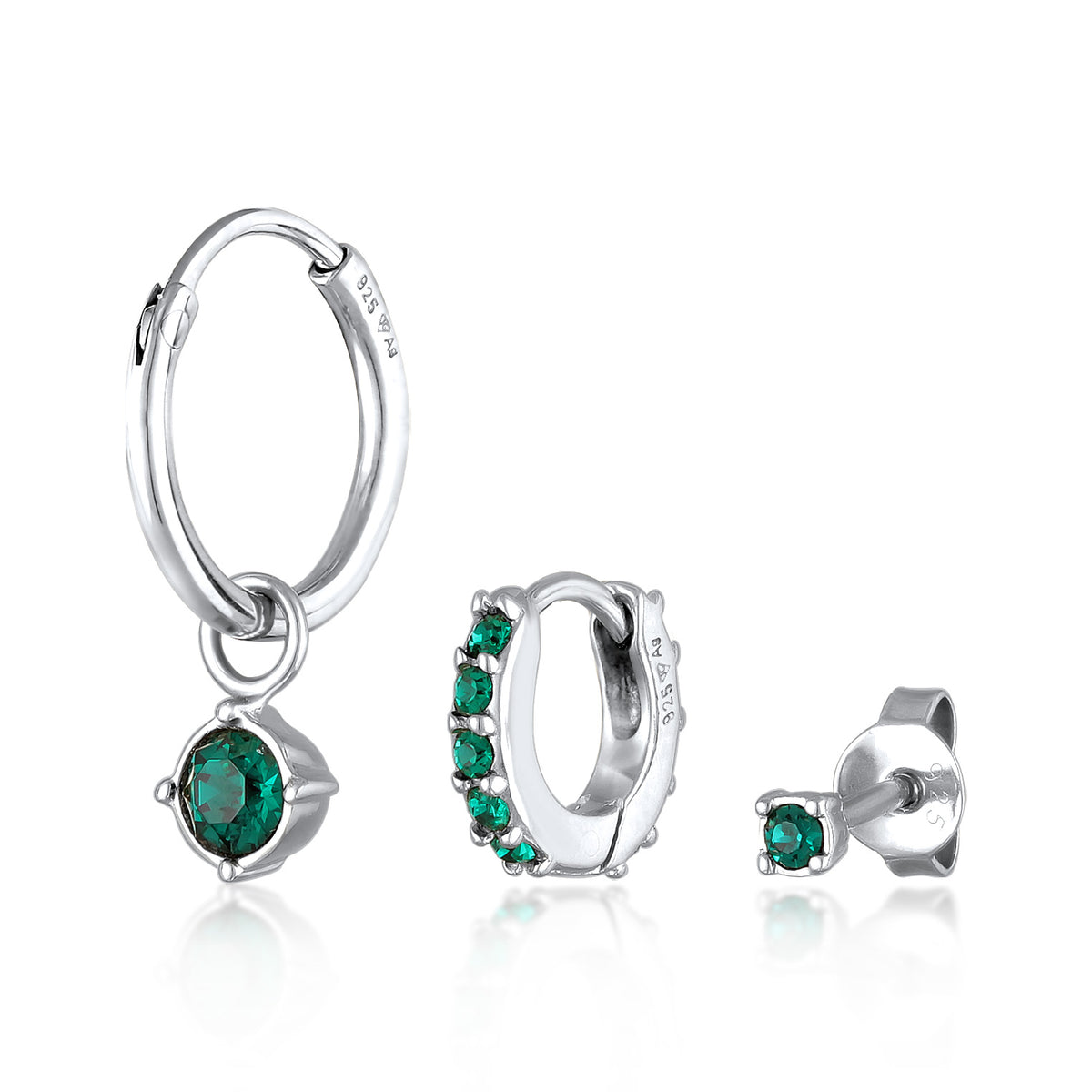 Grün - Elli | Ohrringset Basic | Kristalle (Grün) | 925er Sterling Silber