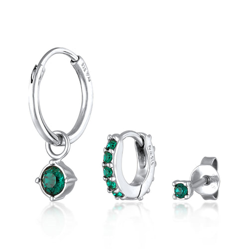 Grün - Elli | Ohrringset Basic | Kristalle (Grün) | 925er Sterling Silber