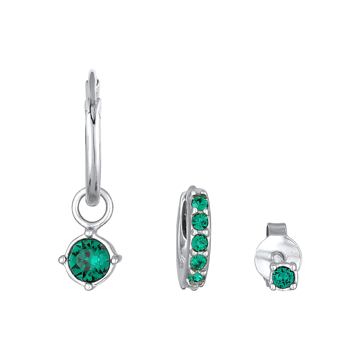 Grün - Elli | Ohrringset Basic | Kristalle (Grün) | 925er Sterling Silber