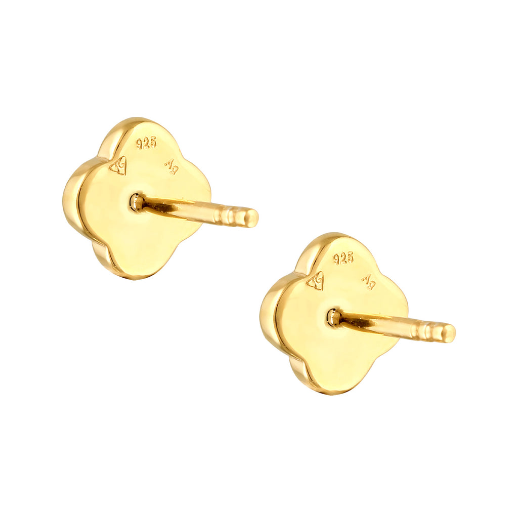 Weiß - Elli | Ohrstecker Kleeblatt | Emaille (Weiß) | 925 Sterling Silber vergoldet