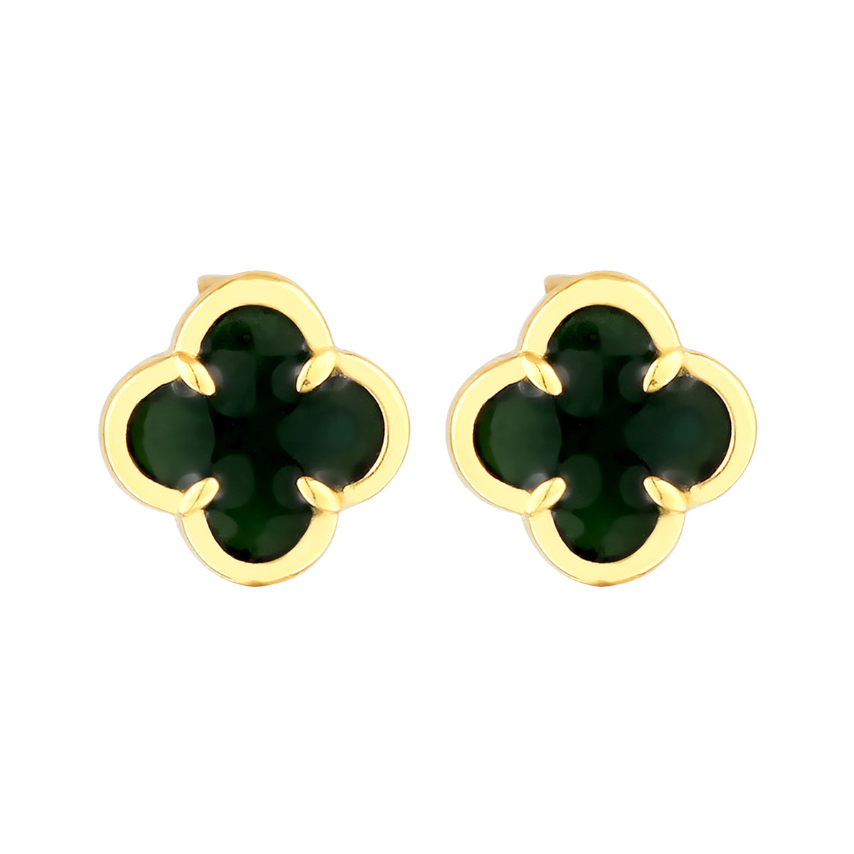 Grün - Elli | Ohrstecker Kleeblatt | Emaille (Grün) | 925 Sterling Silber vergoldet